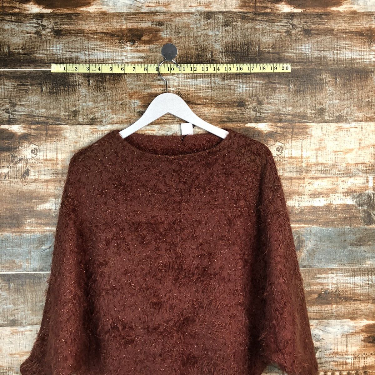 Homespun Knitwear × Japanese Brand Pimky Brown Cloaks fur mohair shaggy Knitwear #A1724 Size US M / EU 48-50 / 2 - 2 Thumbnail