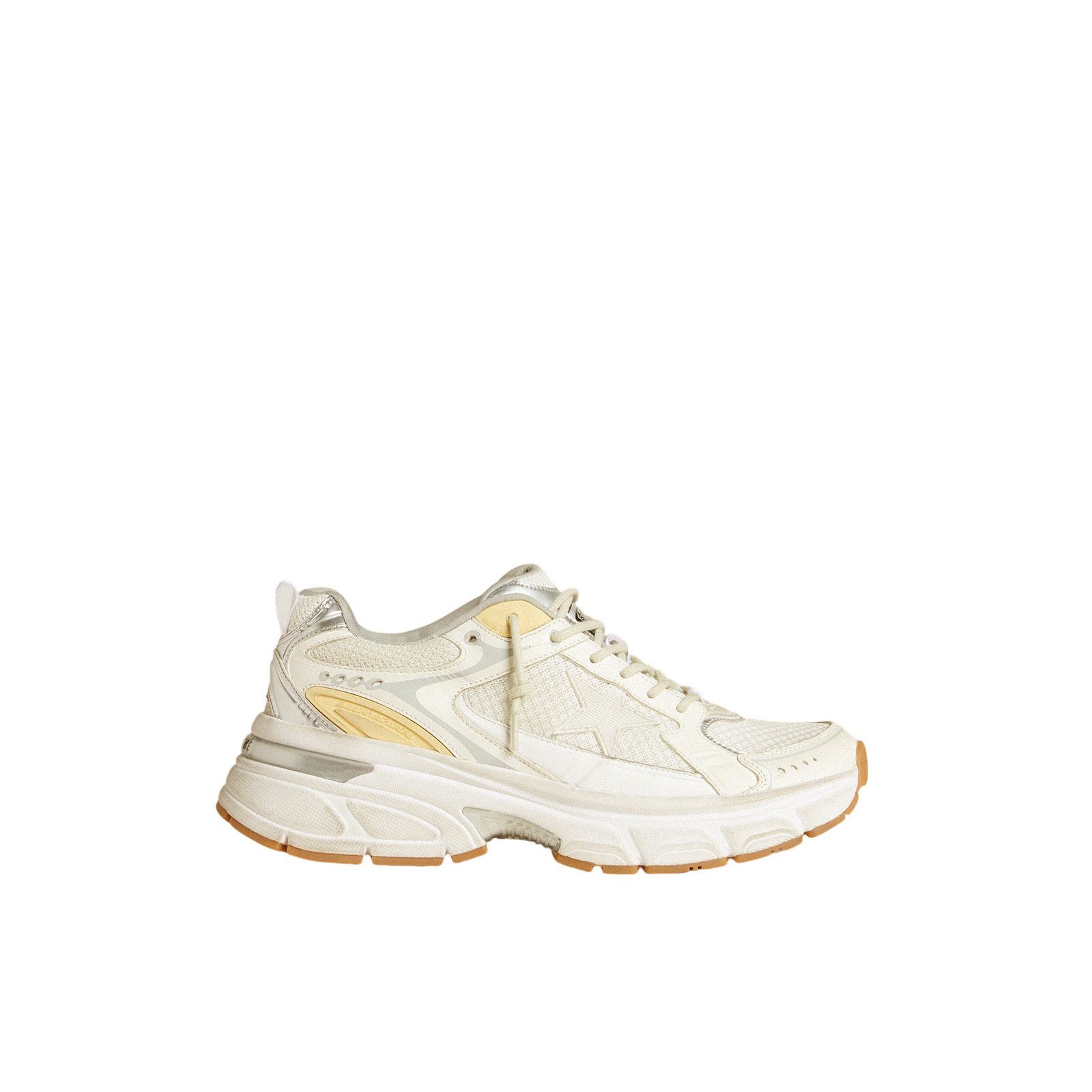 GOLDEN GOOSE Lightstar Men's White/Silver Leather And Mesh S