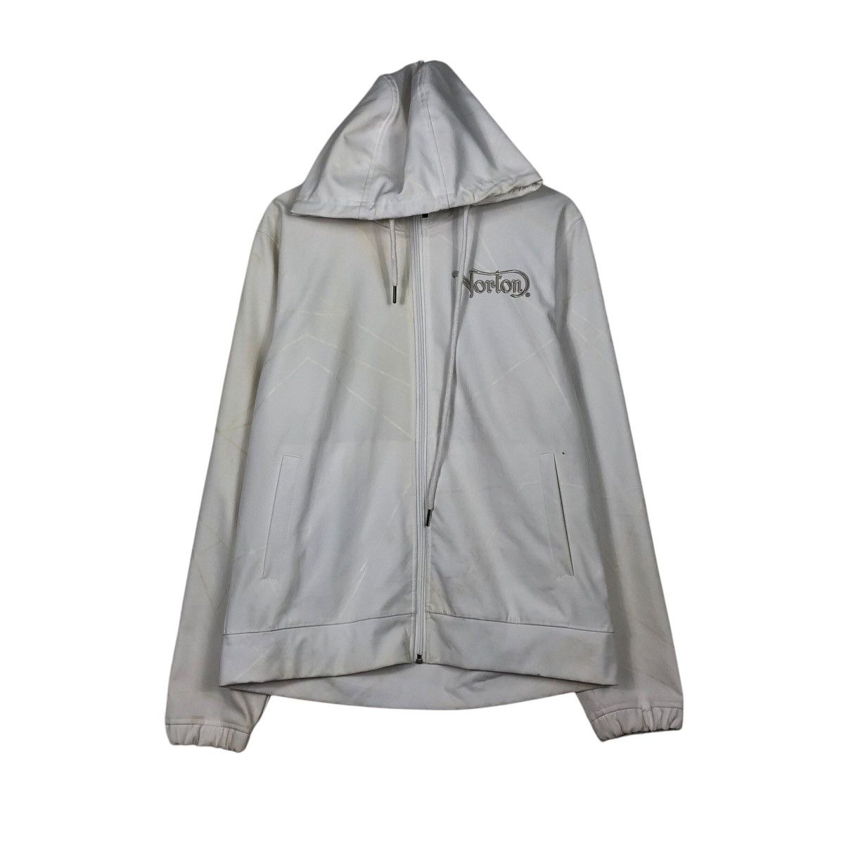 Japanese Brand Rich White Zipper Jacket Hoodie Norton Big Logo Embroidered Size US L / EU 52-54 / 3 - 2 Thumbnail