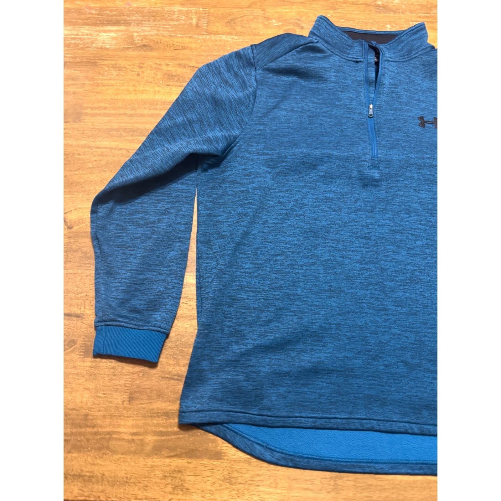 Under Armour Under Armour Sweater Men's L Blue Black 1/4 Zip Loose Coldgear Regular Long Sleeve Mock Neck Pullover Size US L / EU 52-54 / 3 - 3 Thumbnail