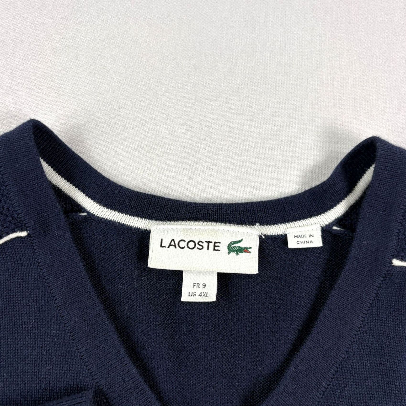 Lacoste Lacoste Sweater Mens 4XL Blue V-Neck Pullover Slim Fit Stretch Size US XXL / EU 58 / 5 - 4 Thumbnail