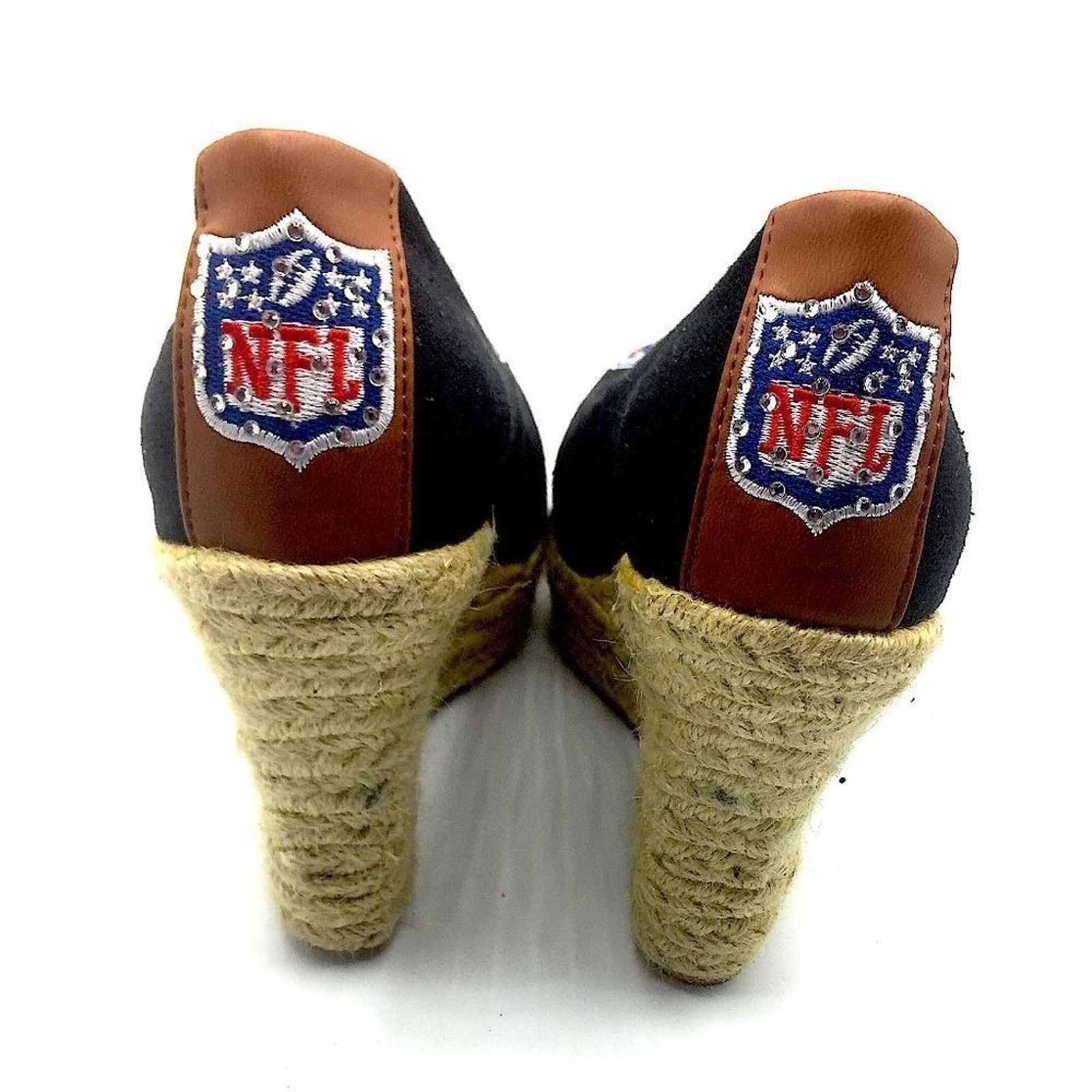 NFL NFL Titans Team Black & Brown Leather Wedges Size US 7 / IT 37 - 5 Thumbnail