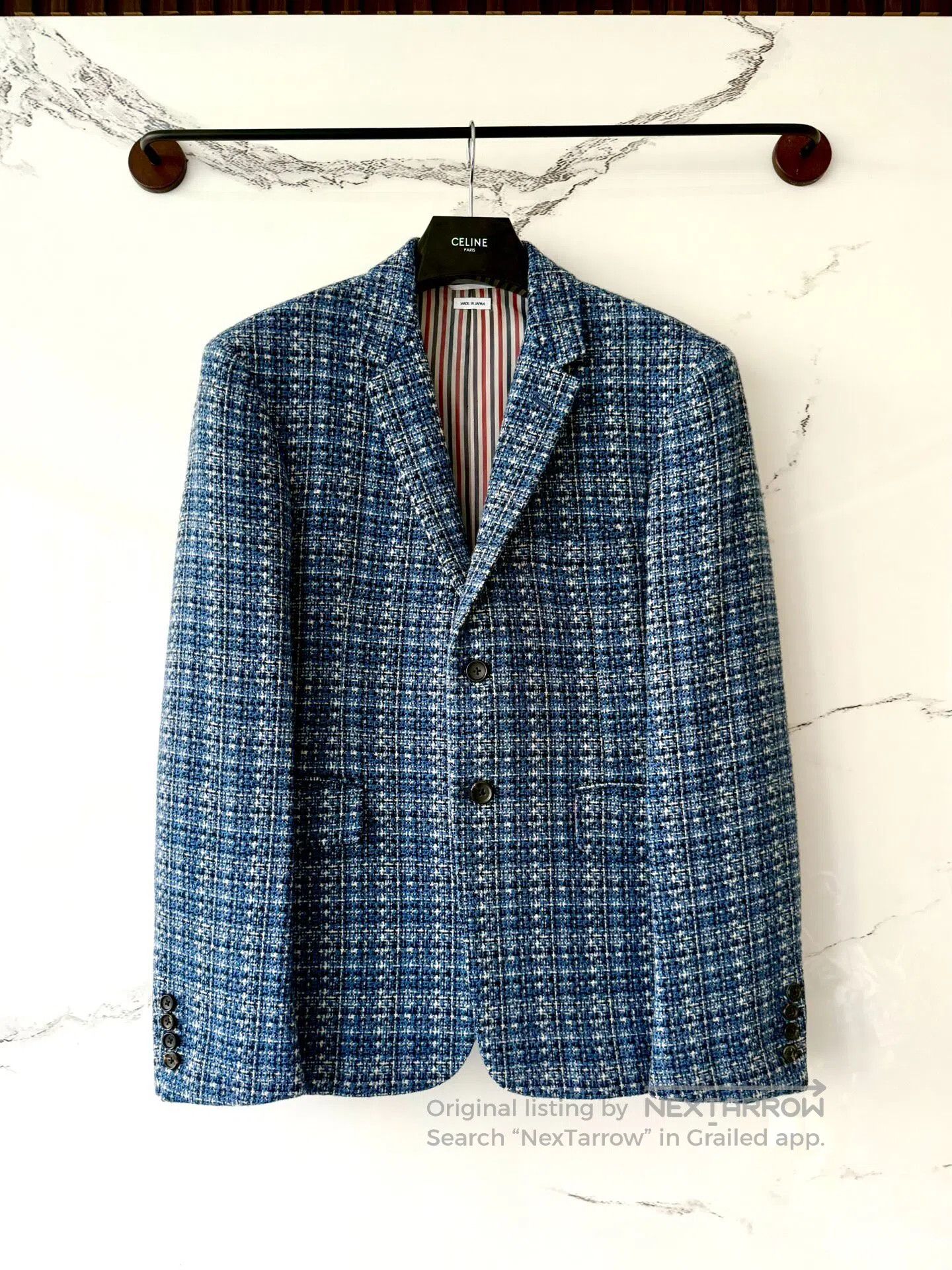 Thom Browne Thom Browne Blue Cross-Grain Snowflake Wool Blazer Suit| Size US L / EU 52-54 / 3 - 3 Thumbnail