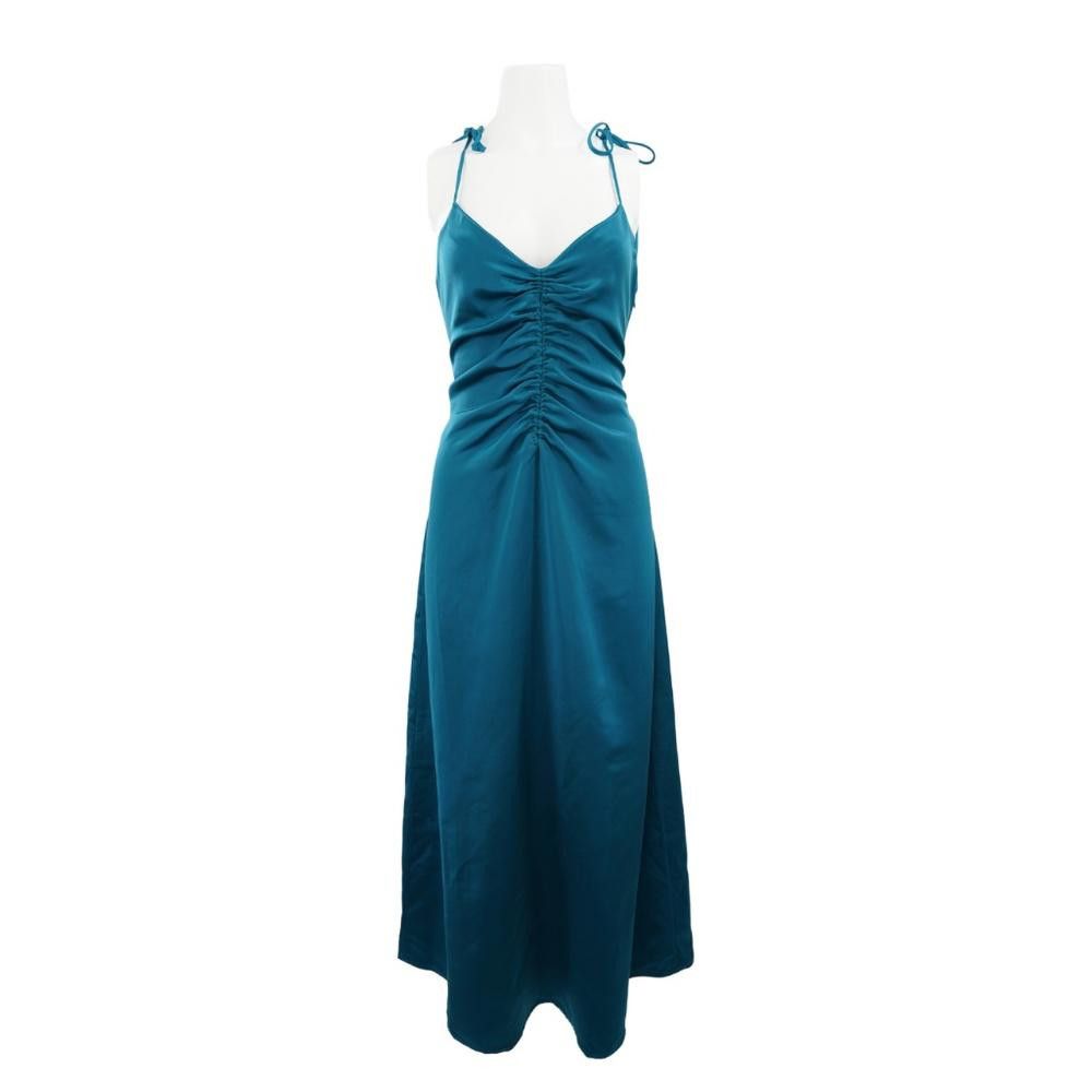 Designer Jason Wu Teal Satin Halter Midi Dress Size M Size M / US 6-8 / IT 42-44 - 1 Thumbnail