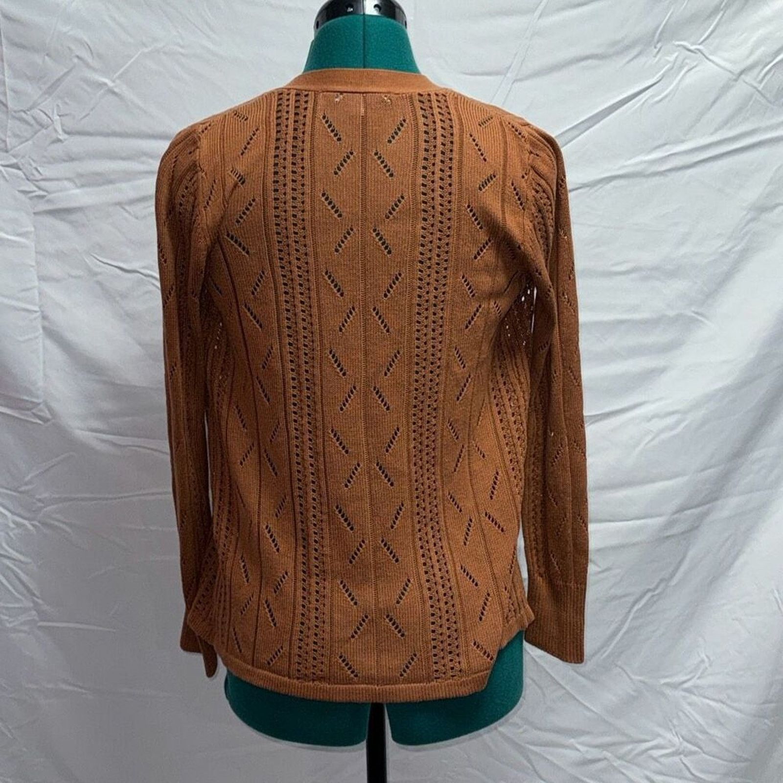 Other Cyrus Burnt Orange Open Weave Cardigan | Sz S Size S / US 4 / IT 40 - 5 Thumbnail