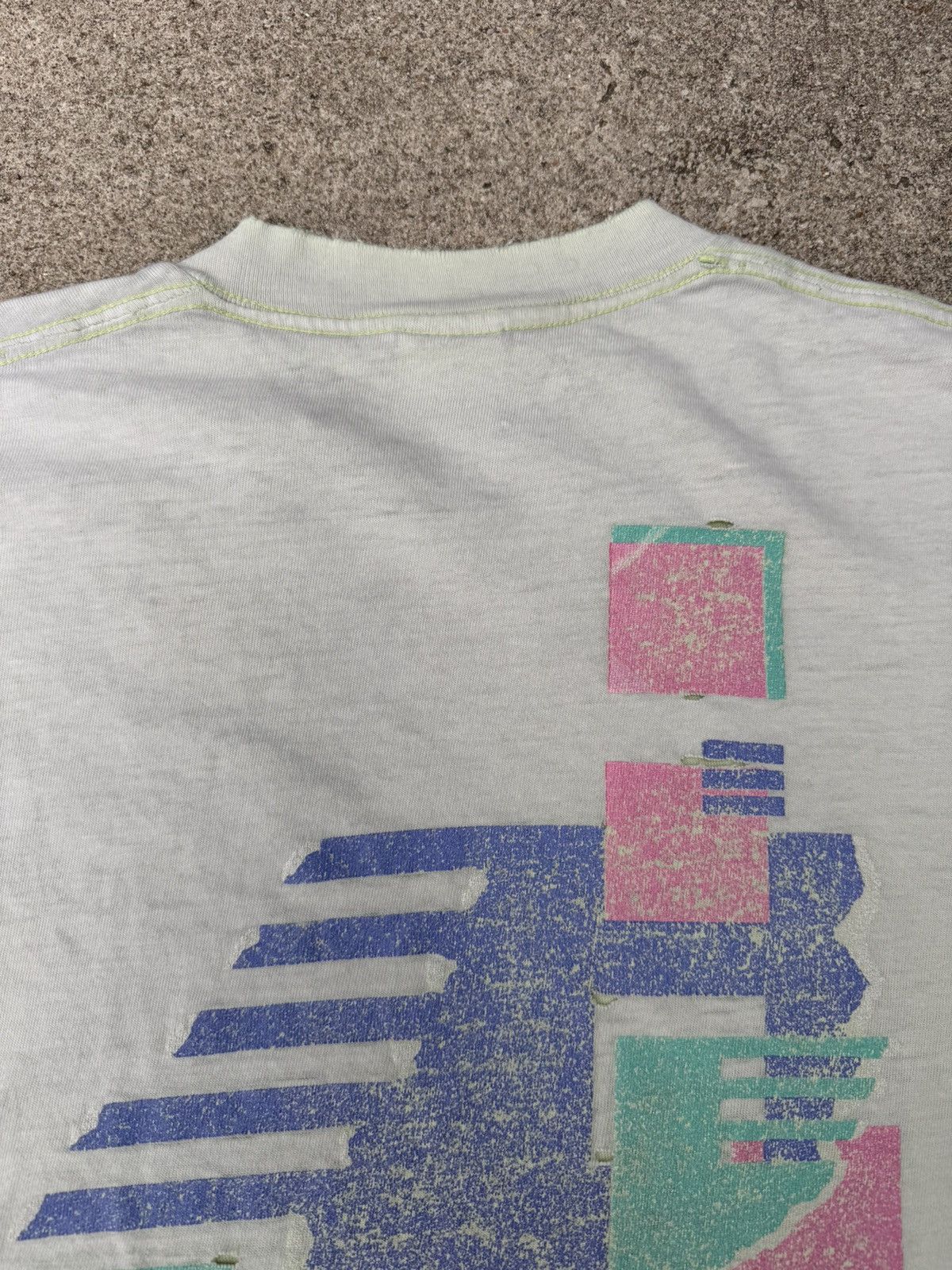 Nike × Vintage Vtg 80’s 90’s Nike Abstract Geometric Faded Tee Boxy Small Size US S / EU 44-46 / 1 - 8 Thumbnail