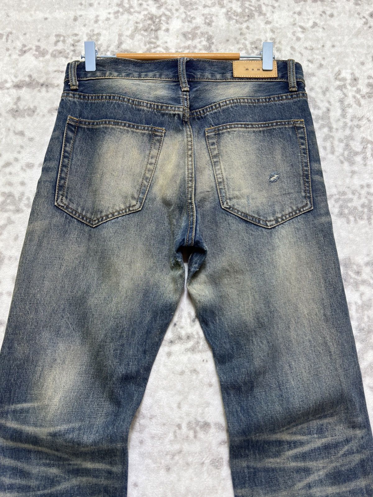 MNML Y2K MNML Blue Yarn Heavy Distressed Denim Jeans Size US 31 - 11 Thumbnail
