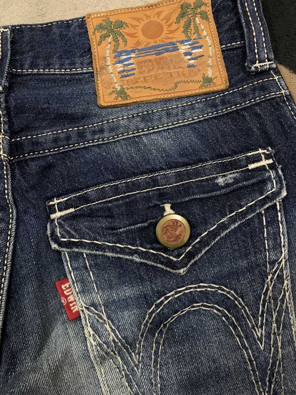 Edwin Vintage Edwin Blue Trip Flare Bootcut Distressed Jeans Size US 31 - 11 Thumbnail