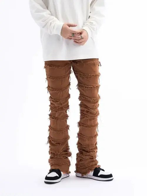 Jean Distressed Stacked Brown Jeans Size US 30 / EU 46 - 1 Thumbnail