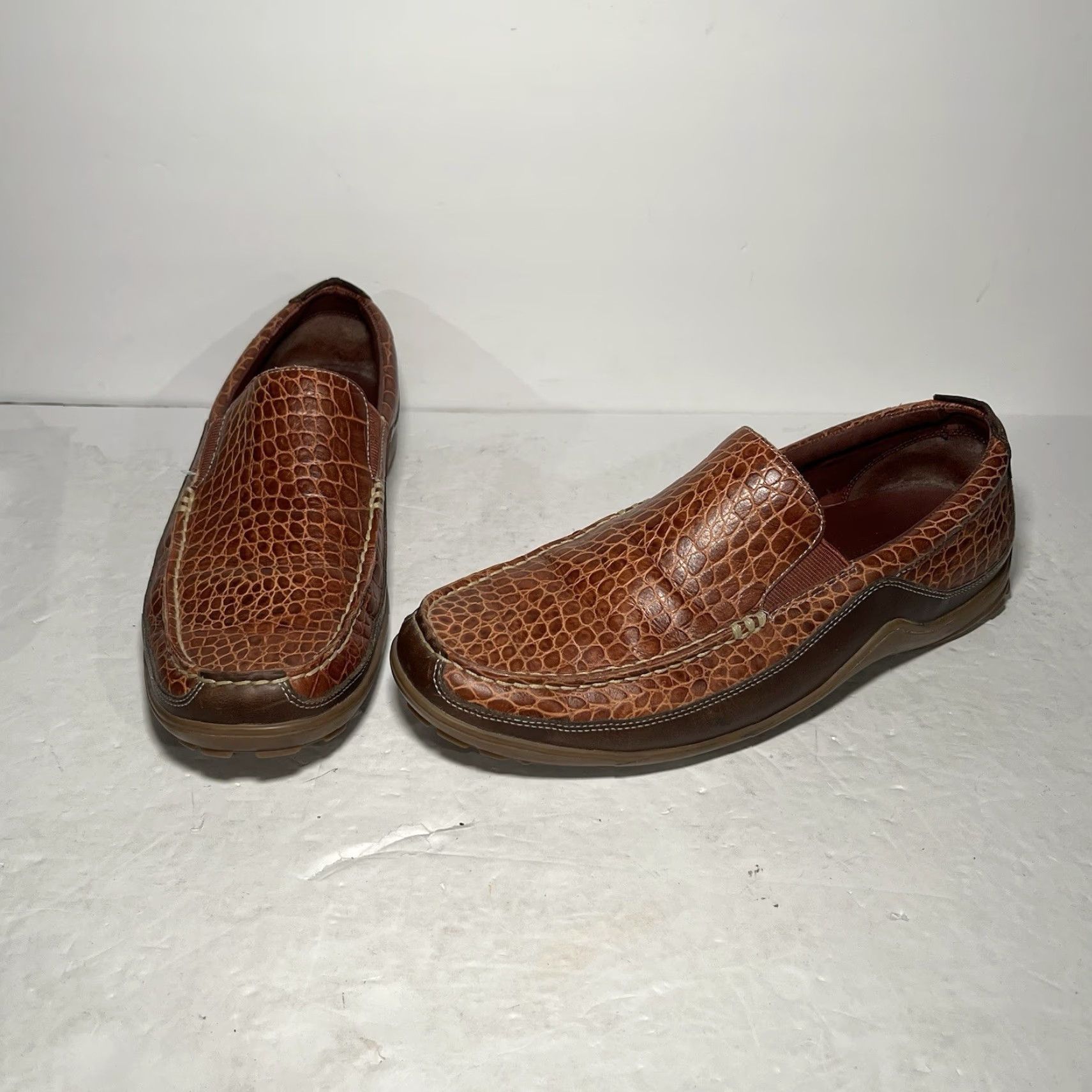 Cole Haan Cole Haan Tucker Venetian Croc Embossed Leather Slip On Brown Loafer Tan Sz 10 M Size US 10 / EU 43 - 2 Thumbnail