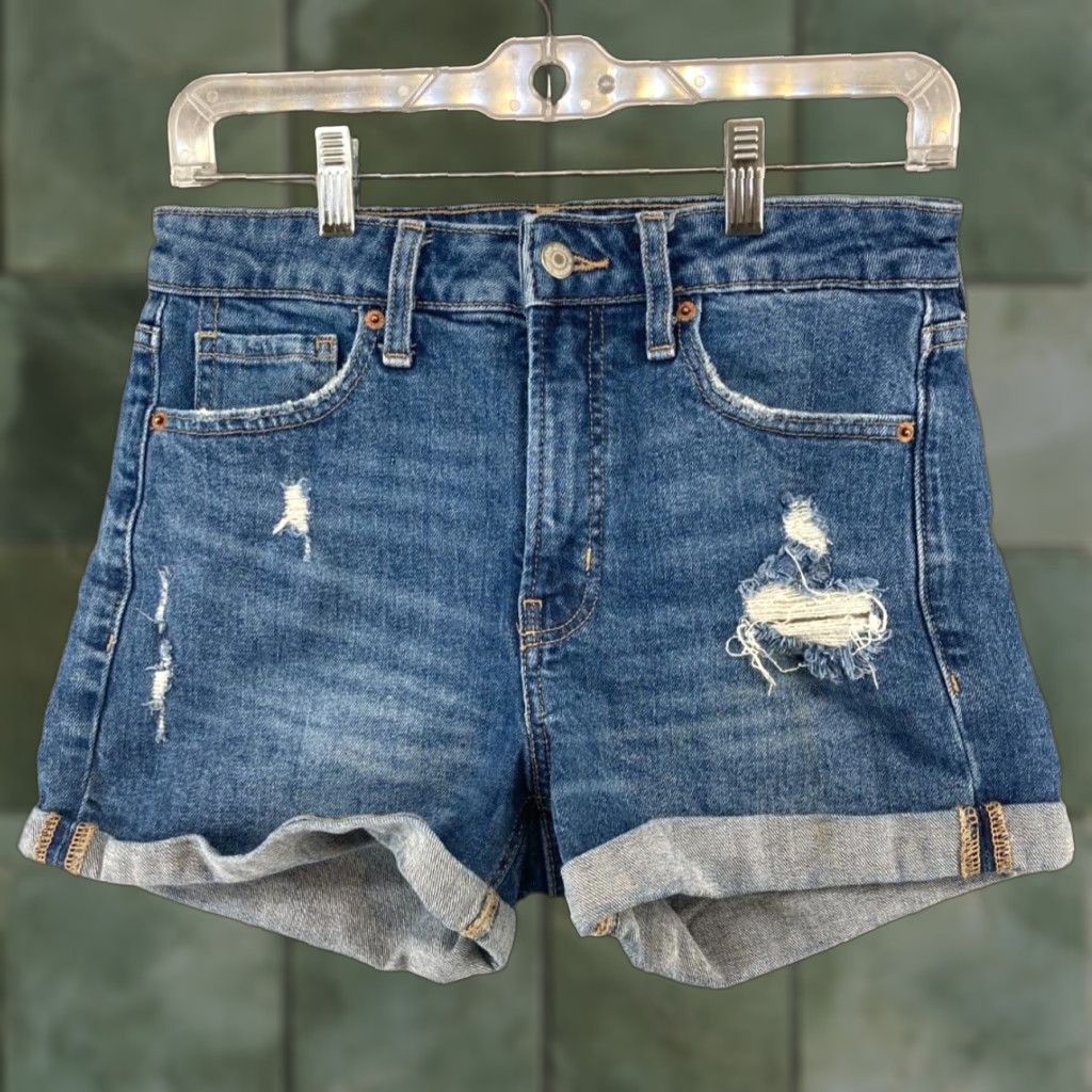 Old Navy Old Navy Women's Denim Shorts 6 Mid Rise Cuffed Distressed Blue 5-Pocket Casual Beach Walking Size 28" / US 6 / IT 42 - 1 Thumbnail