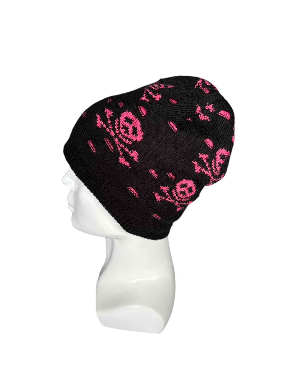 14th Addiction × Hysteric Glamour × Japanese Brand Skull Distressed Punk Bondage Style Reversible Beanie Hats☠️ Size ONE SIZE - 3 Thumbnail