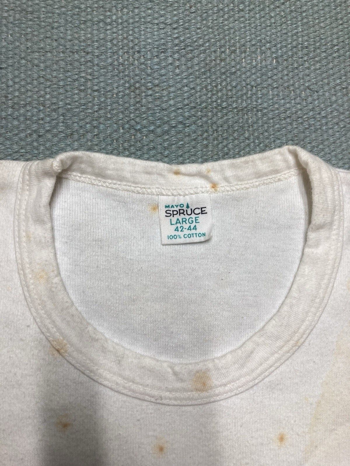 Vintage 60s blank white t shirt mayo spruce grunge soft cotton large Size US L / EU 52-54 / 3 - 6 Thumbnail