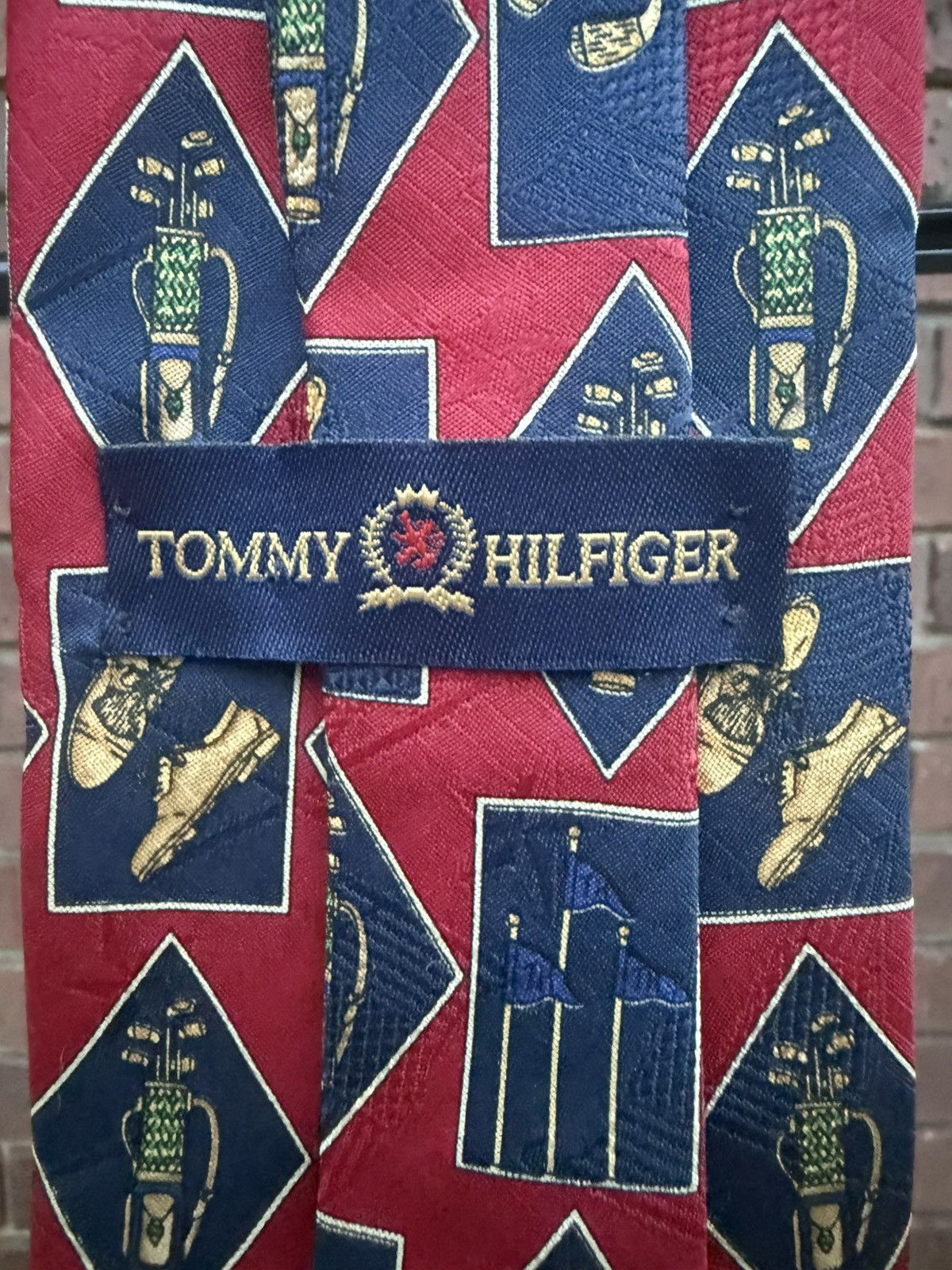Tommy Hilfiger Vintage Tommy Hilfiger Burgundy 100% Silk Golf Neck Tie Size ONE SIZE - 6 Thumbnail