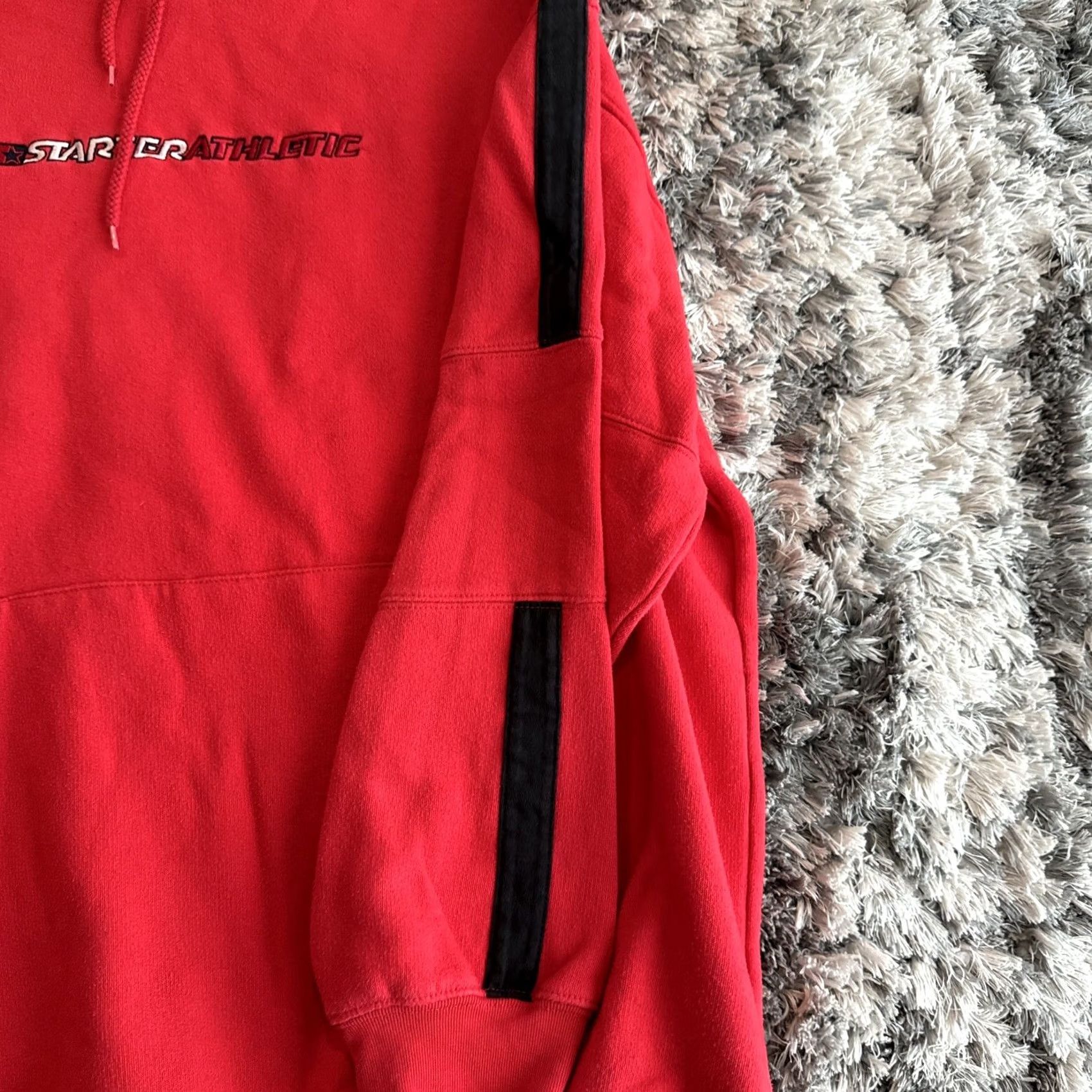 Starter VINTAGE 90s Starter Hoodie XL Mens Red Spell Out Pullover Hooded Pockets Size US XL / EU 56 / 4 - 2 Thumbnail