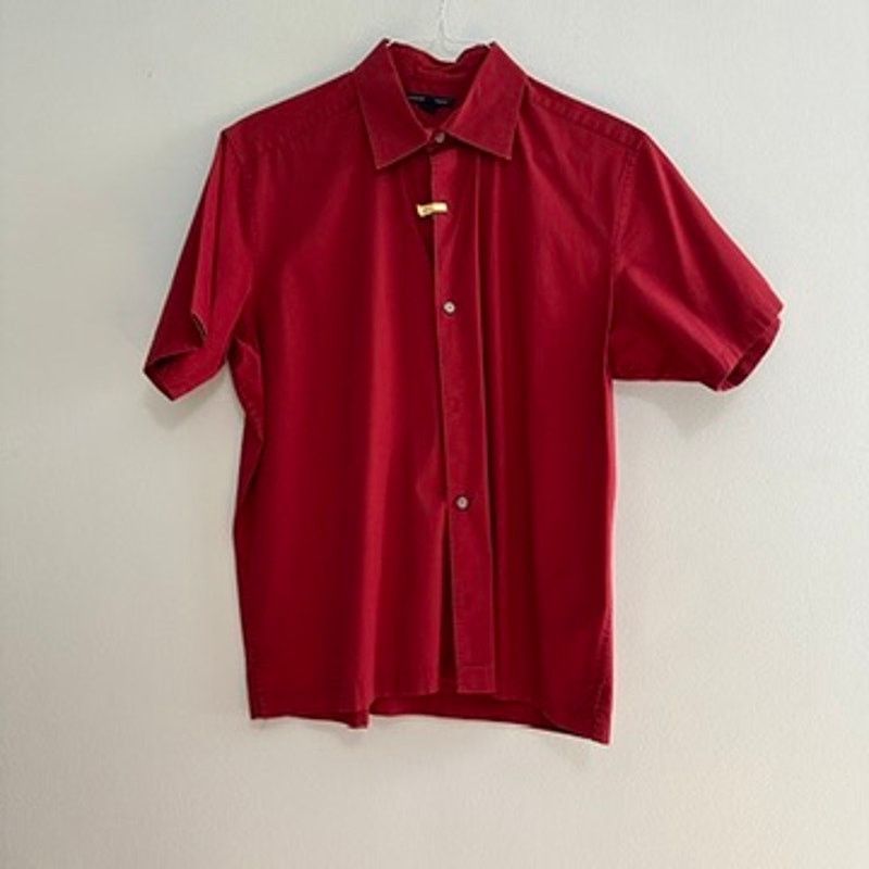 Banana Republic Banana Republic red stretch short sleeve button down size L Size US L / EU 52-54 / 3 - 2 Thumbnail