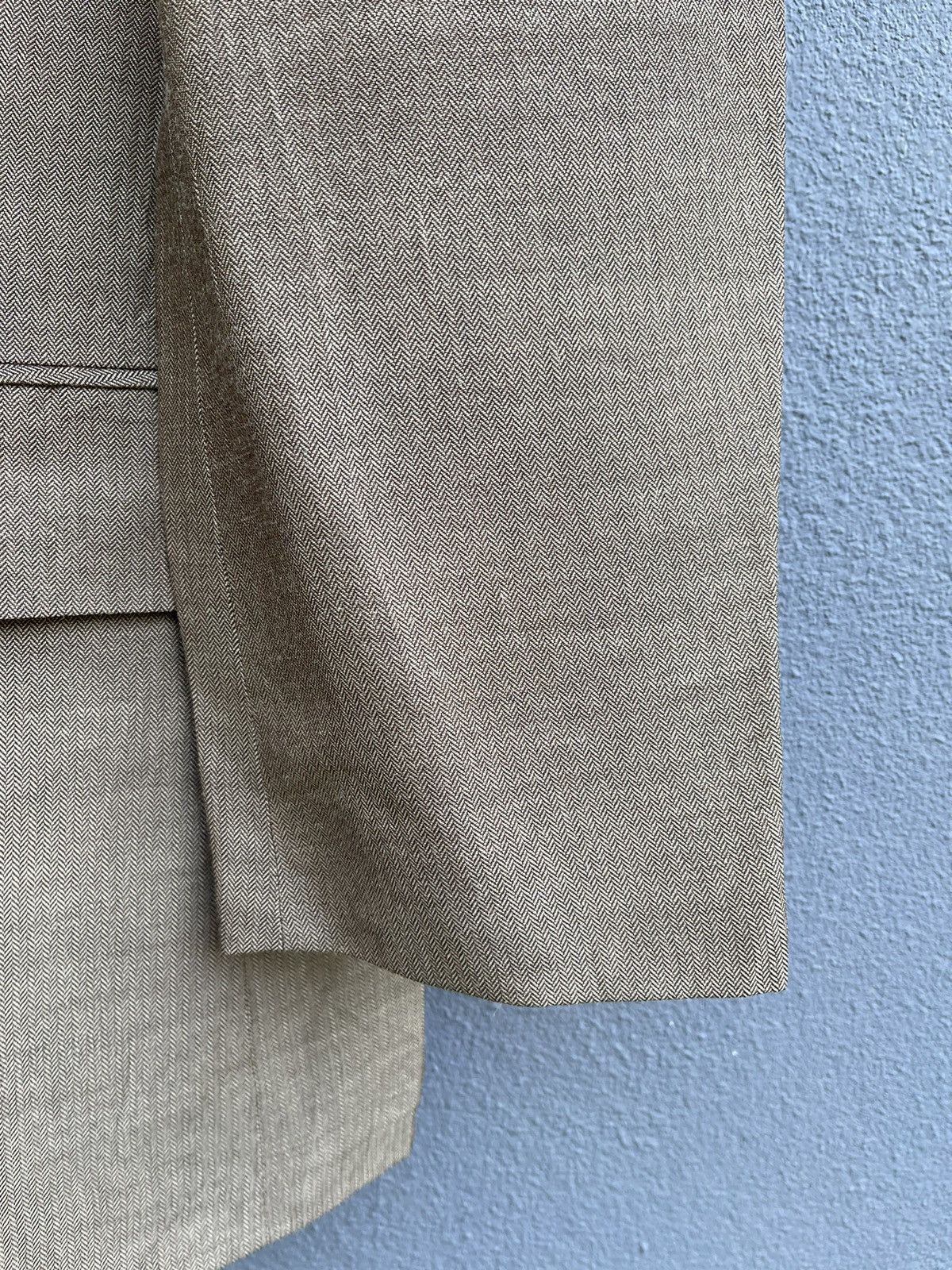 Designer Vintage Kansai Yamamoto SISSY Beige Herringbone Blazer Size 42L - 8 Thumbnail