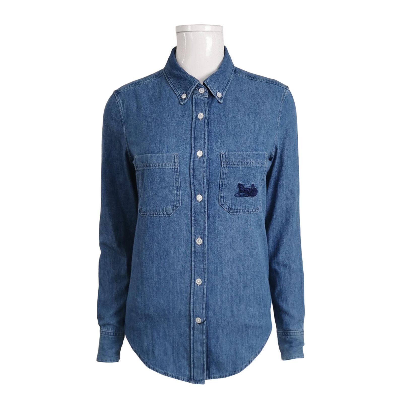 Celine Celine Embroidered Denim Button Up Shirt Size XS Size XS / US 0-2 / IT 36-38 - 1 Thumbnail