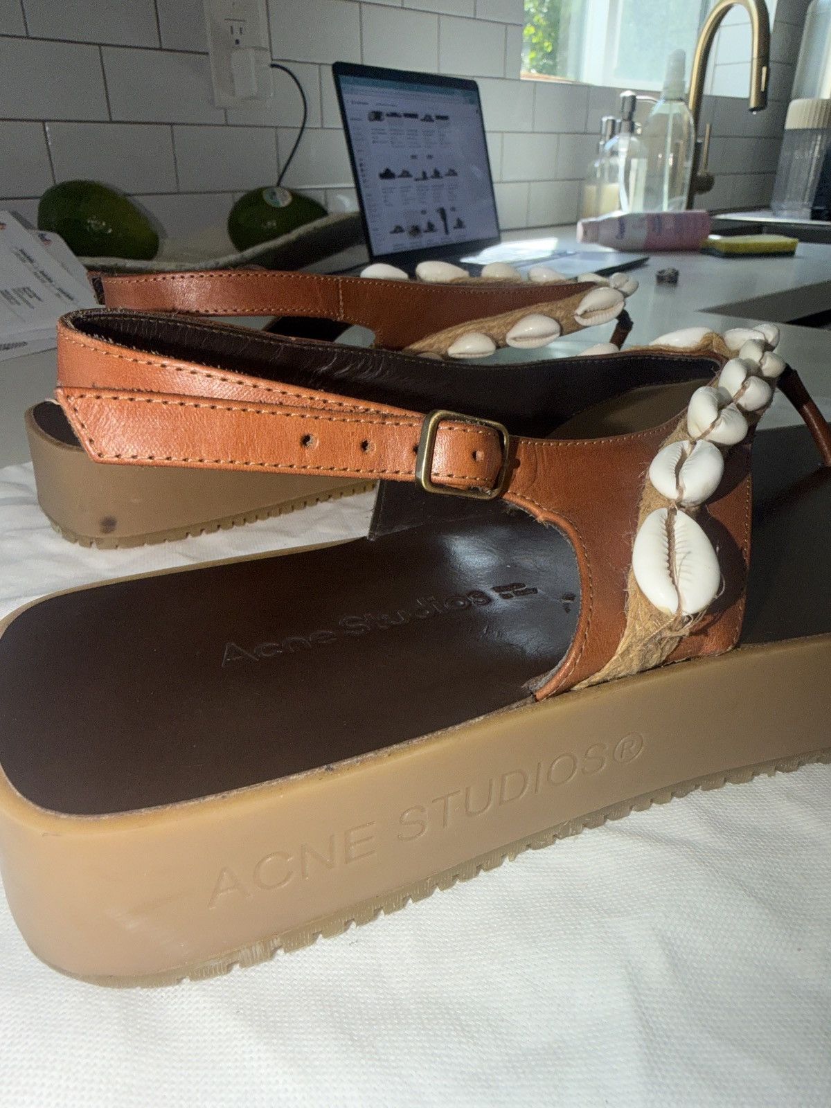 Acne Studios Acne Puka shell sandals Size US 12 / EU 45 - 1 Thumbnail
