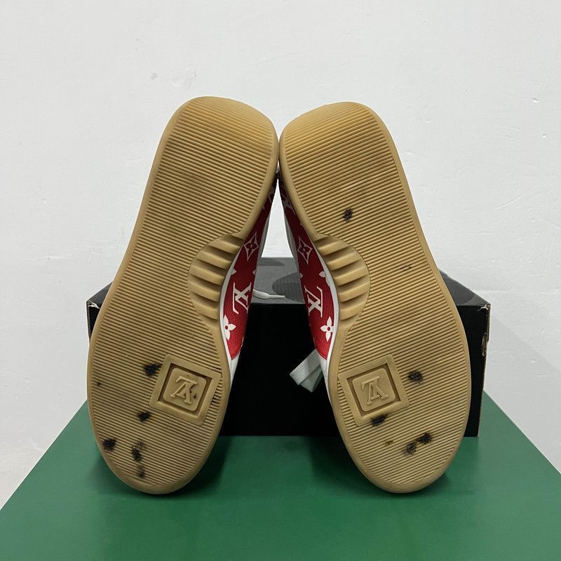 Louis Vuitton Louis Vuitton Low-Top Red & White Sneakers - Size US 8 / EU 41 - 4 Thumbnail