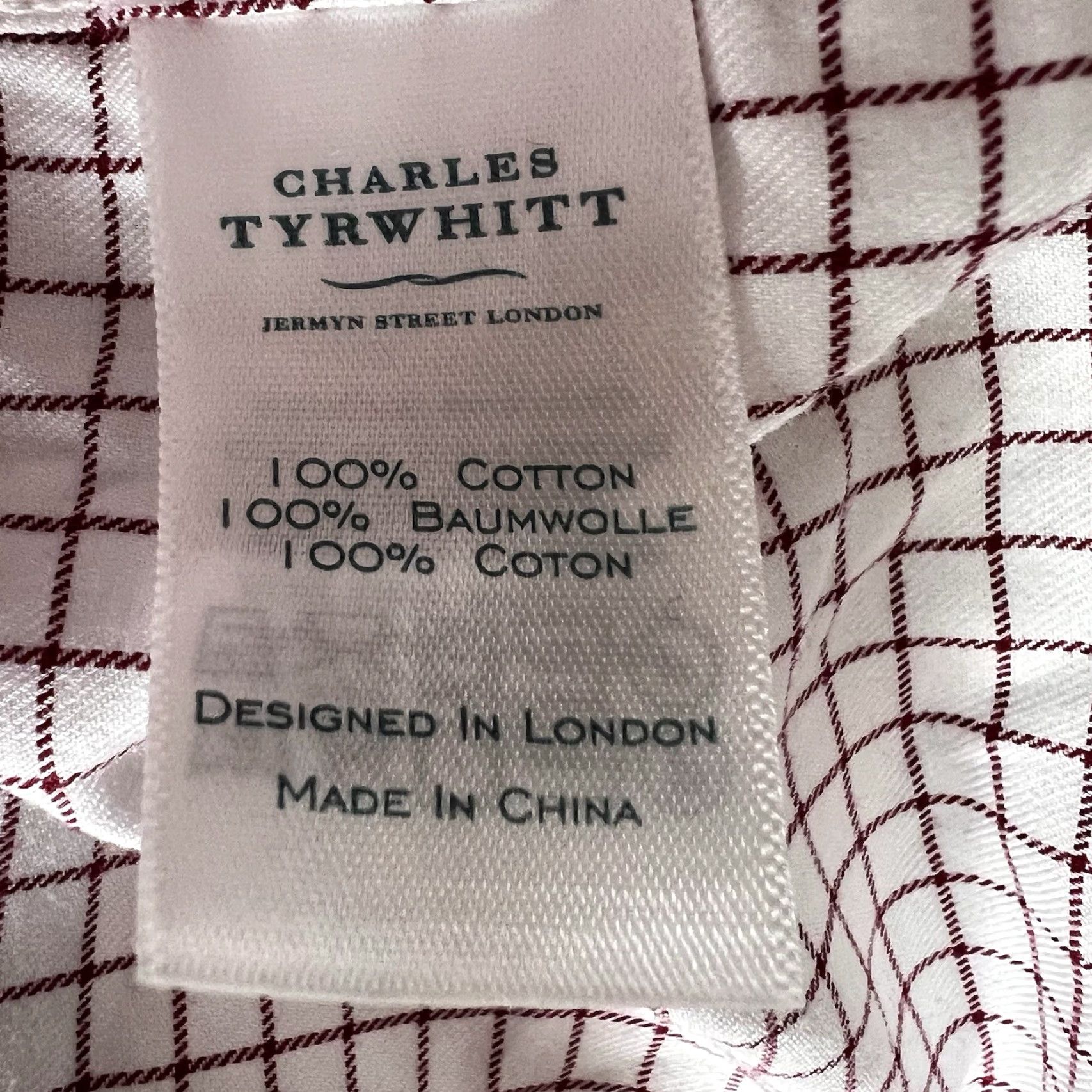 Charles Tyrwhitt Charles Tyrwhitt Dress Shirt Men L Red White Check Classic Fit Preppy Size 42R - 4 Thumbnail