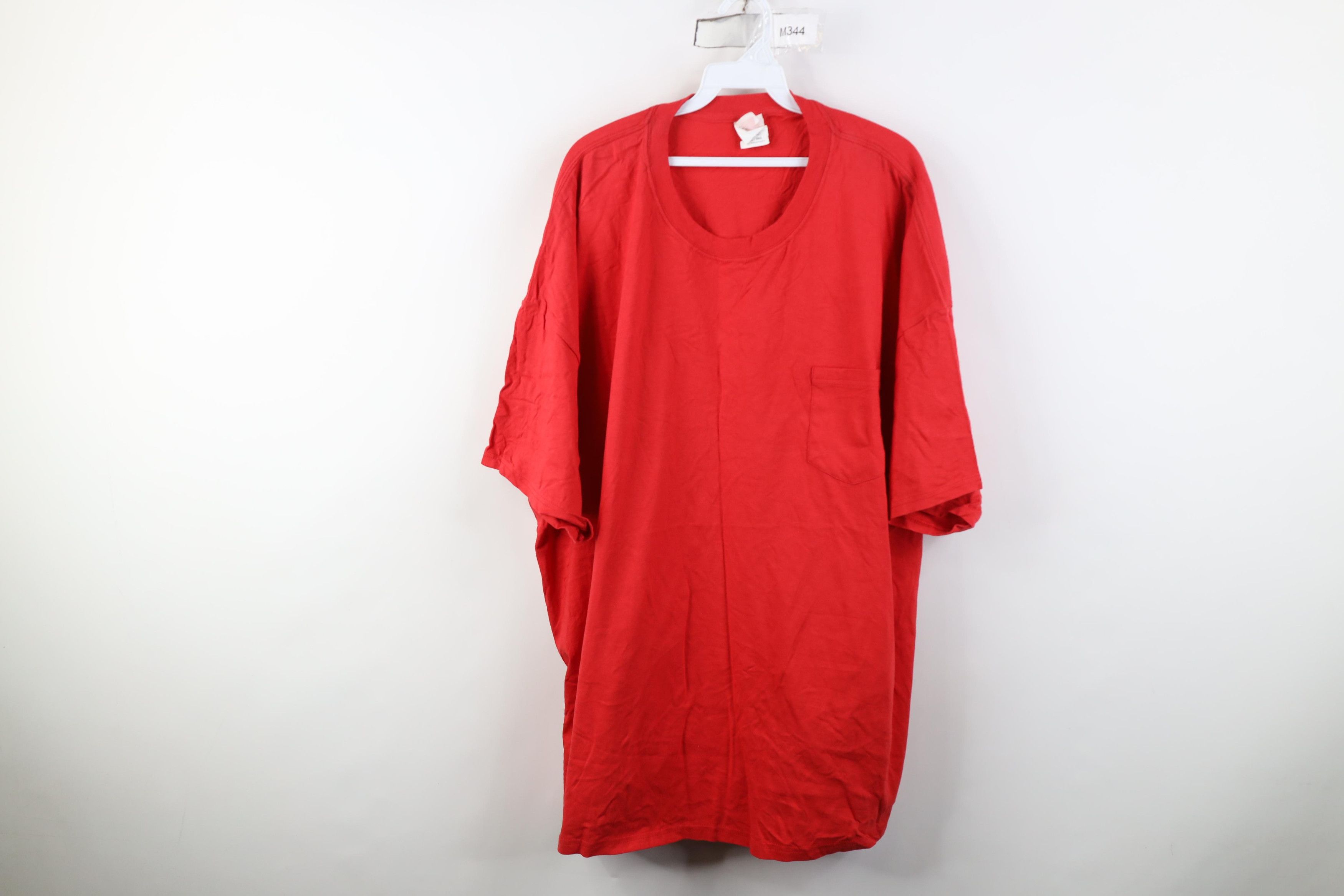 Hanes Deadstock Vintage 90s Y2K Hanes Cotton Pocket T-Shirt Red Size US XXL / EU 58 / 5 - 1 Thumbnail