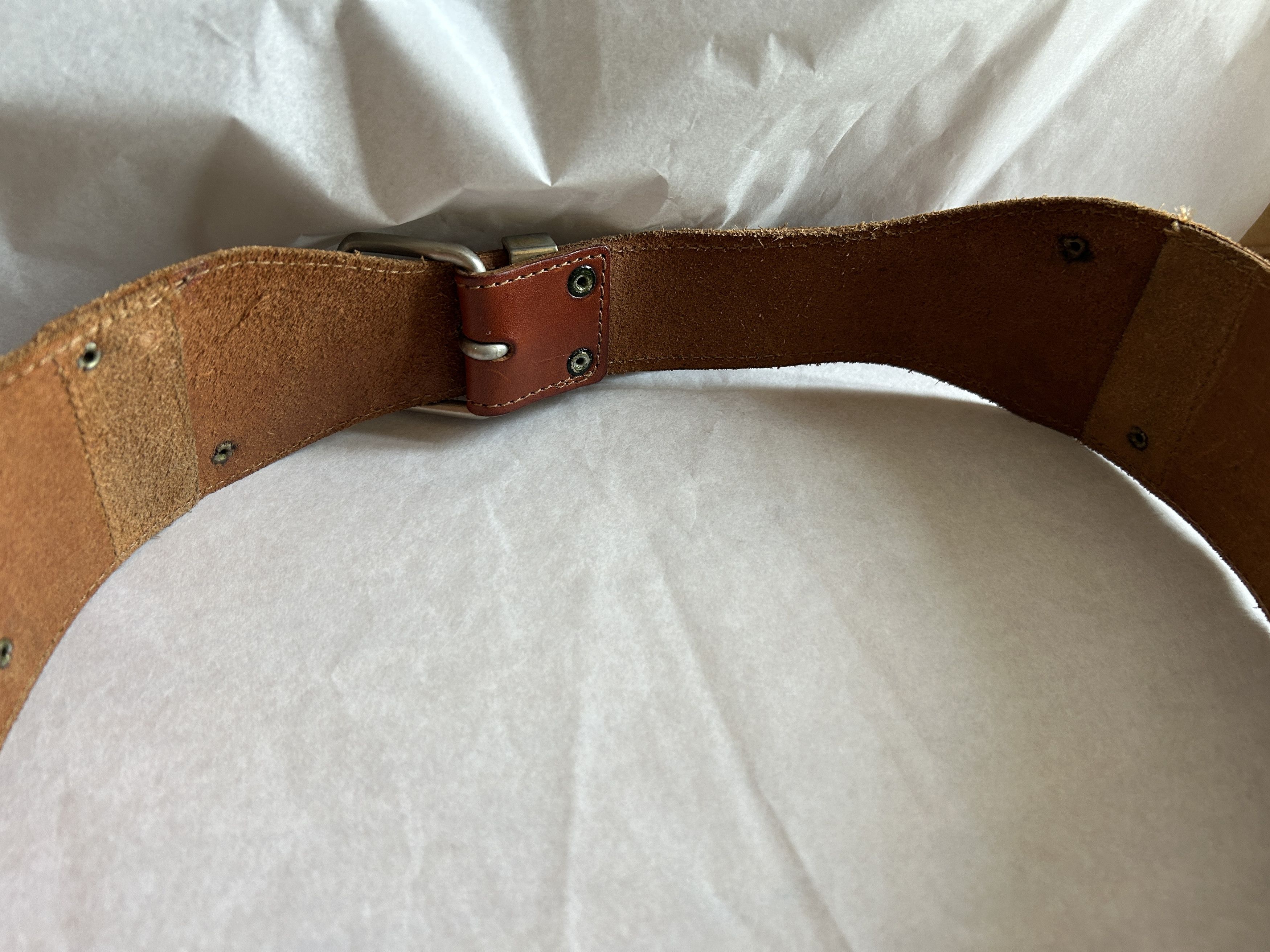 Vintage Vintage 90s Brown Leather Wide Waist Belt Size ONE SIZE - 14 Thumbnail