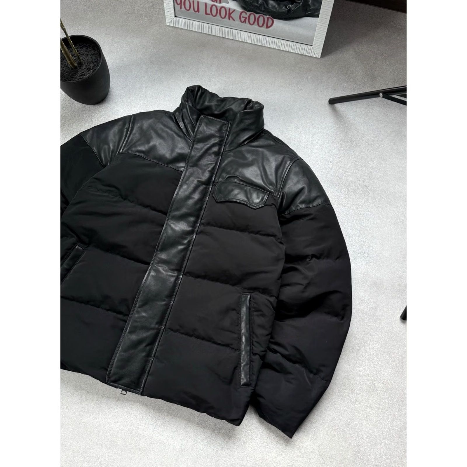 Allsaints AllSaints Leather Puffer Jacket Men’s Small Black Quilted Winter Coat Size US S / EU 44-46 / 1 - 4 Thumbnail
