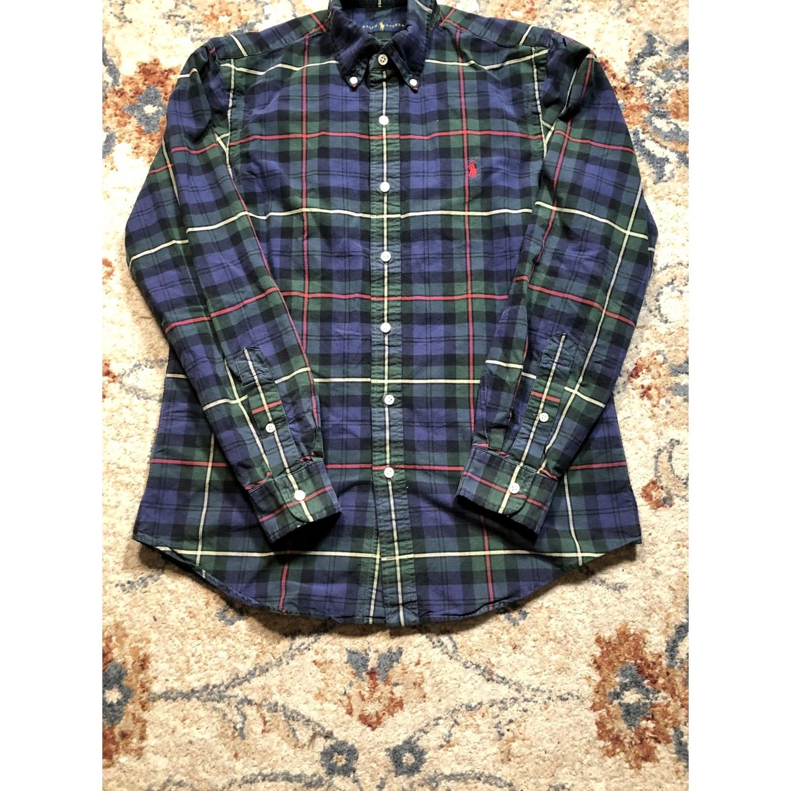 Ralph Lauren Ralph Lauren Shirt Mens Small Blue Green Plaid Button-Down Long Sleeve Classic Trinidad Size US S / EU 44-46 / 1 - 5 Thumbnail