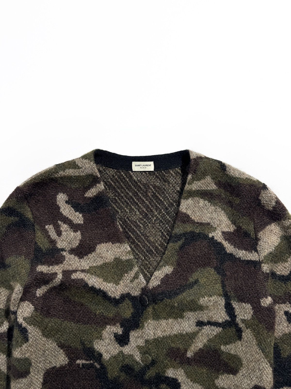 Saint Laurent Paris FW14 Saint Laurent Camo Mohair Cardigan by Hedi Slimane Size US S / EU 44-46 / 1 - 2 Thumbnail