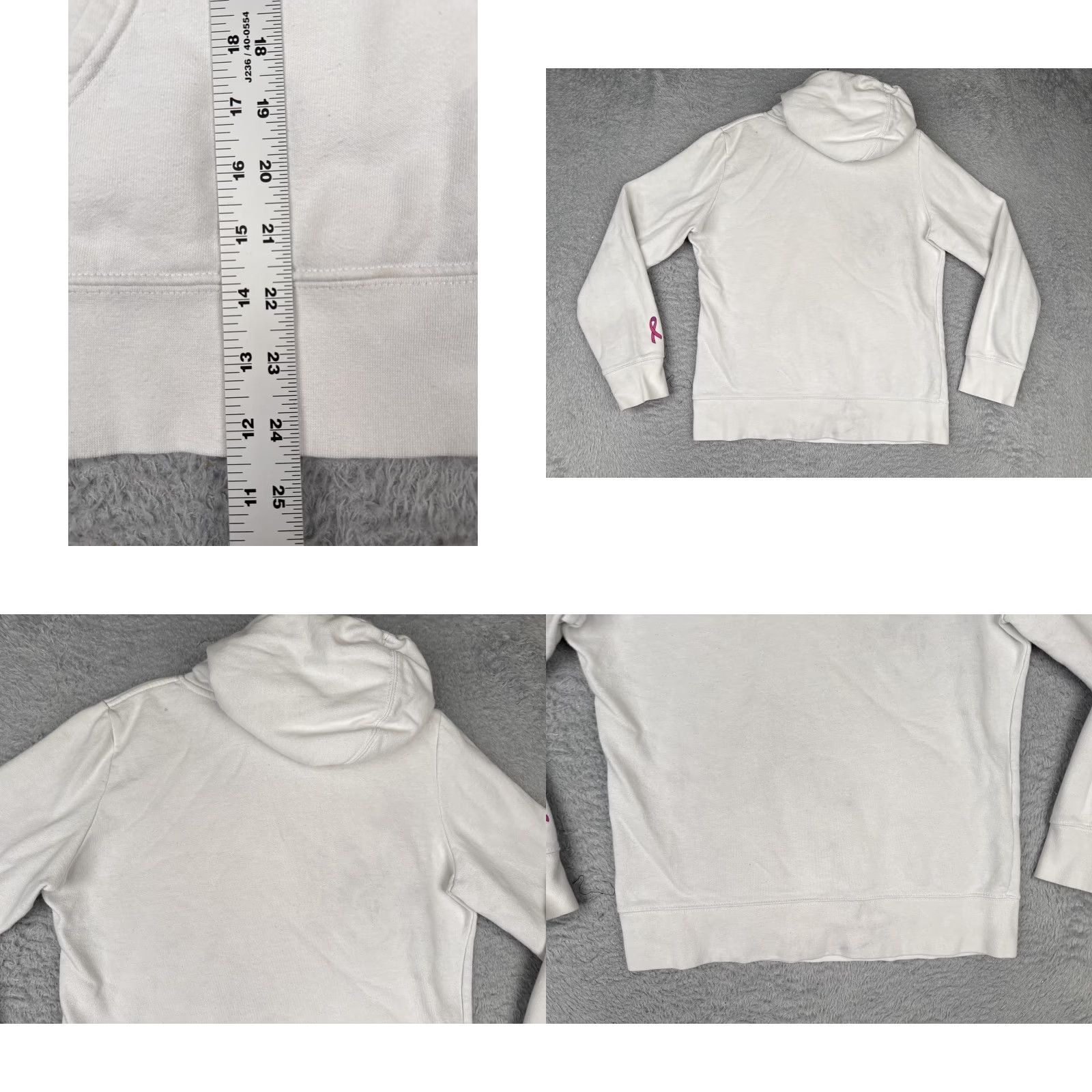 The North Face The North Face Hoodie Sweatshirt Womens M White Pink Ribbon Breast Cancer Logo Kangaroo Pocket Pullover Crew Neck Fleece Casual Size M / US 6-8 / IT 42-44 - 9 Thumbnail
