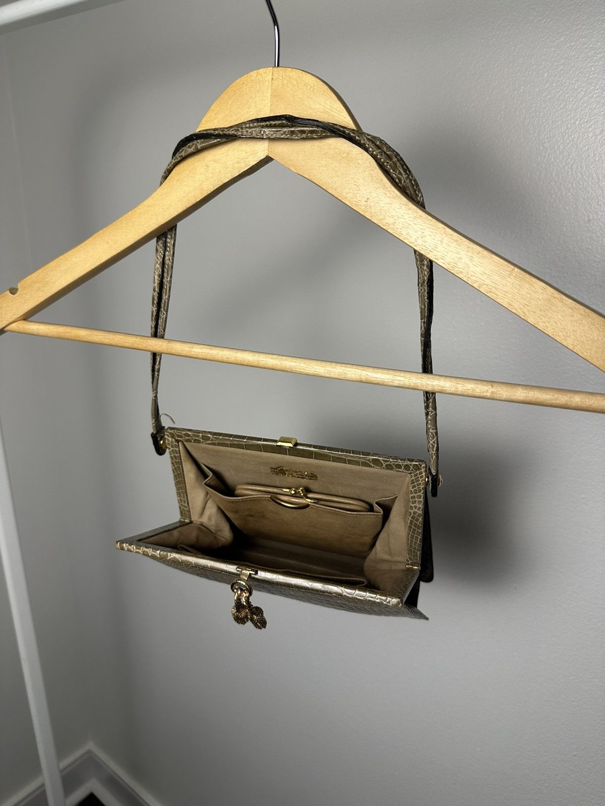 Leather × Vintage Lederer 80s Crocodile Pattern Leather Bag Size ONE SIZE - 3 Thumbnail