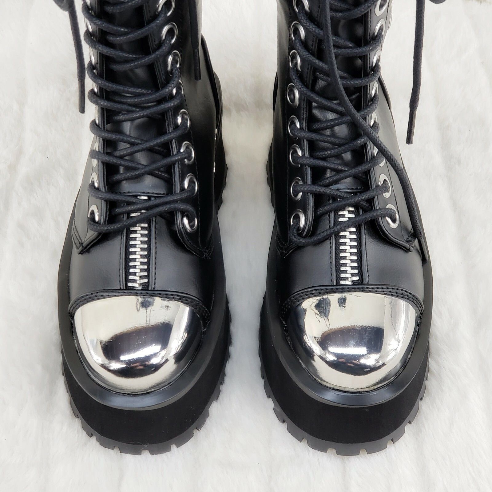 Other Gravedigger 14 Black Chrome Toe Plate Lace Up Boots Men US S Size US 12 / EU 45 - 6 Thumbnail