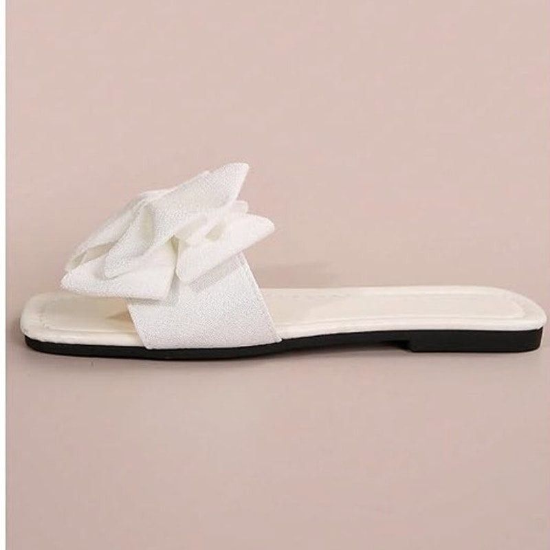 Other Verdusa Women's Size 12 White Fabric Bow Open Toe Sandals Size ONE SIZE - 2 Thumbnail
