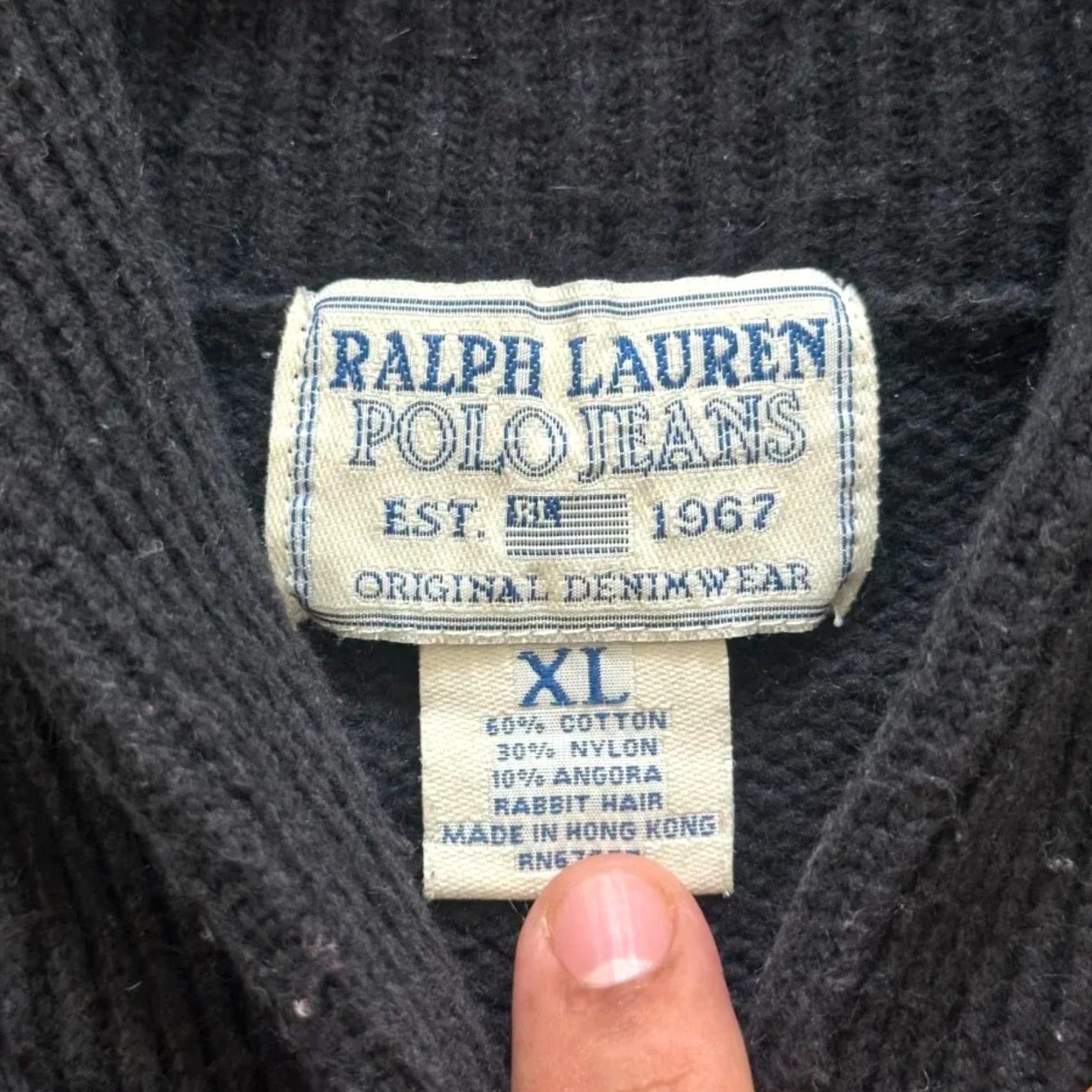 Vintage VINTAGE Ralph Lauren Polo Jeans Black Knit Cardigan Sweater XL Women Regular Size Black Knit Cardigan XL Womens Size XL / US 12-14 / IT 48-50 - 4 Thumbnail