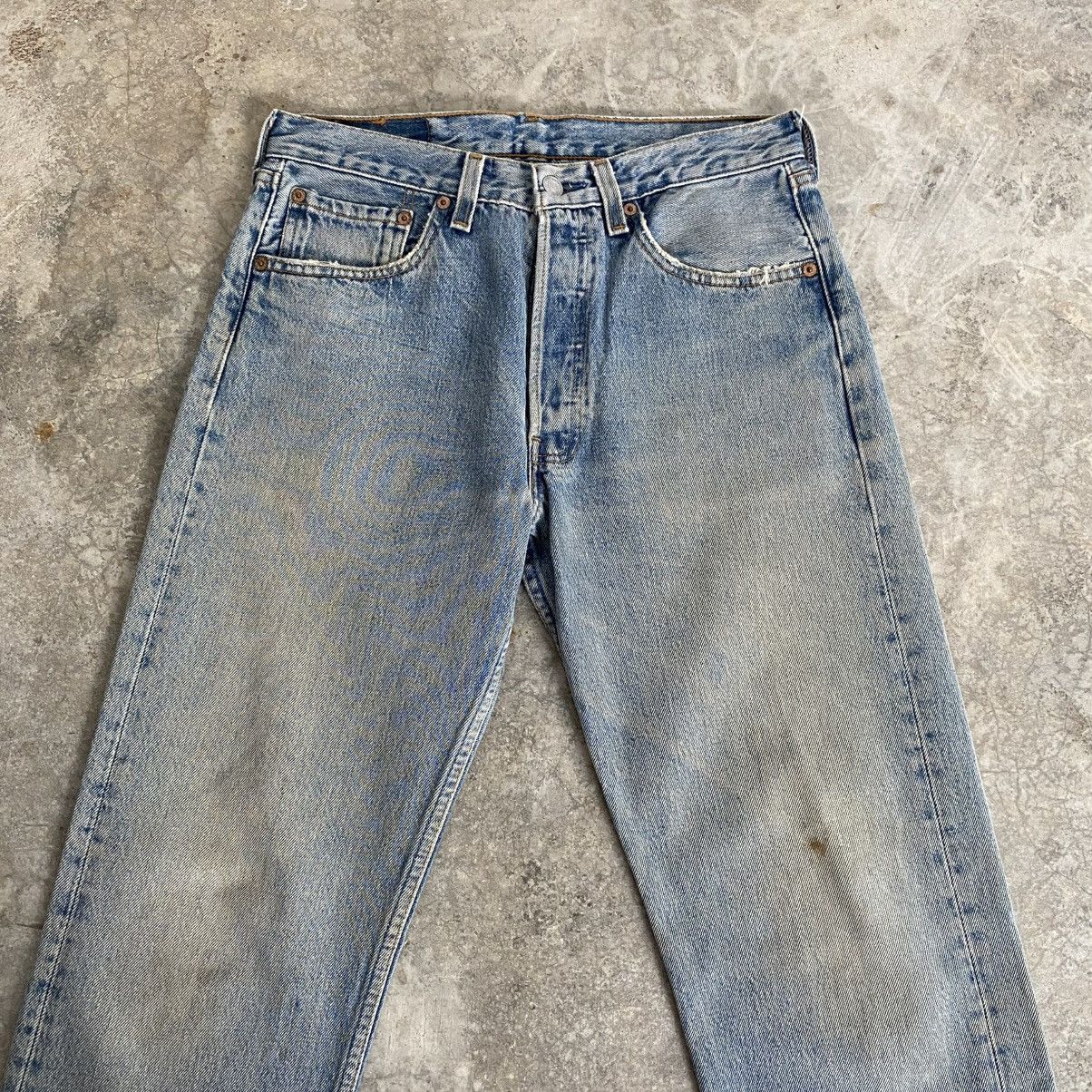 Levi's Vintage 1995 Levis 501 Faded Muddy Blue Denim Jeans Size US 30 / EU 46 - 3 Thumbnail
