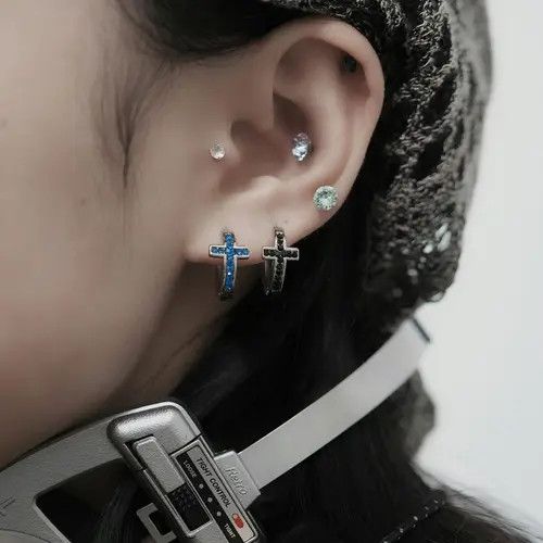 Other Zircon Cross Earrings – Sparkling, Hypoallergenic Studs Size ONE SIZE - 4 Thumbnail