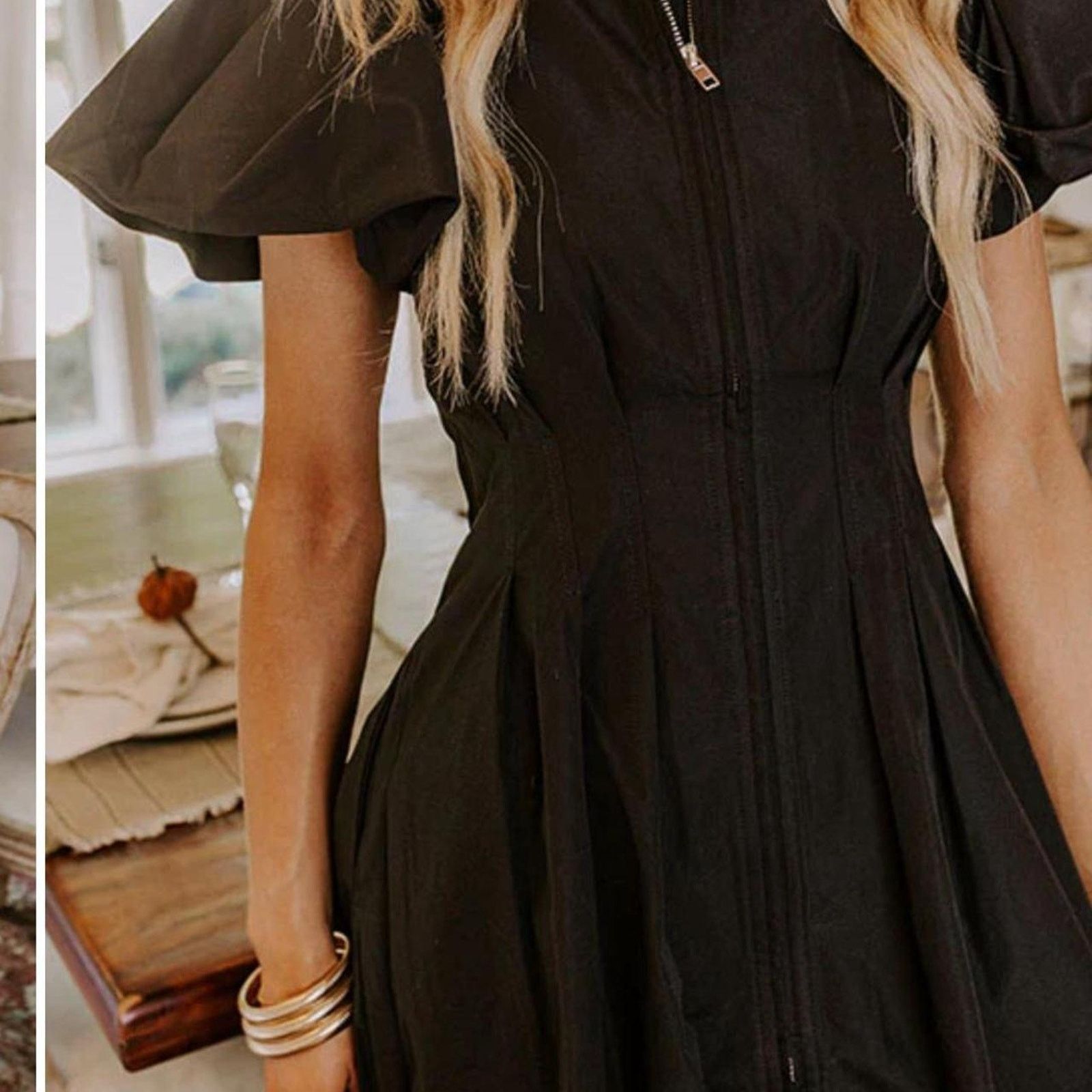 Anthropologie Black mini dress with puffy Size S / US 4 / IT 40 - 3 Thumbnail