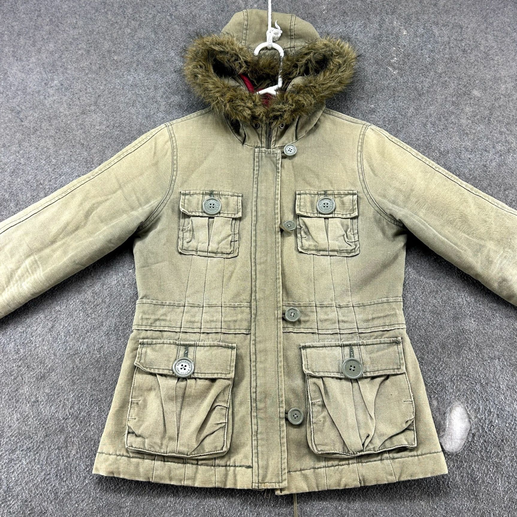 Abercrombie & Fitch VINTAGE Abercrombie & Fitch Jacket Women M Green Hooded Lined Faux Fur Army Military Y2K Parka Coat Shirt Hooded Quilted Lined Mens Womens Girls Boys Size M / US 6-8 / IT 42-44 - 3 Thumbnail