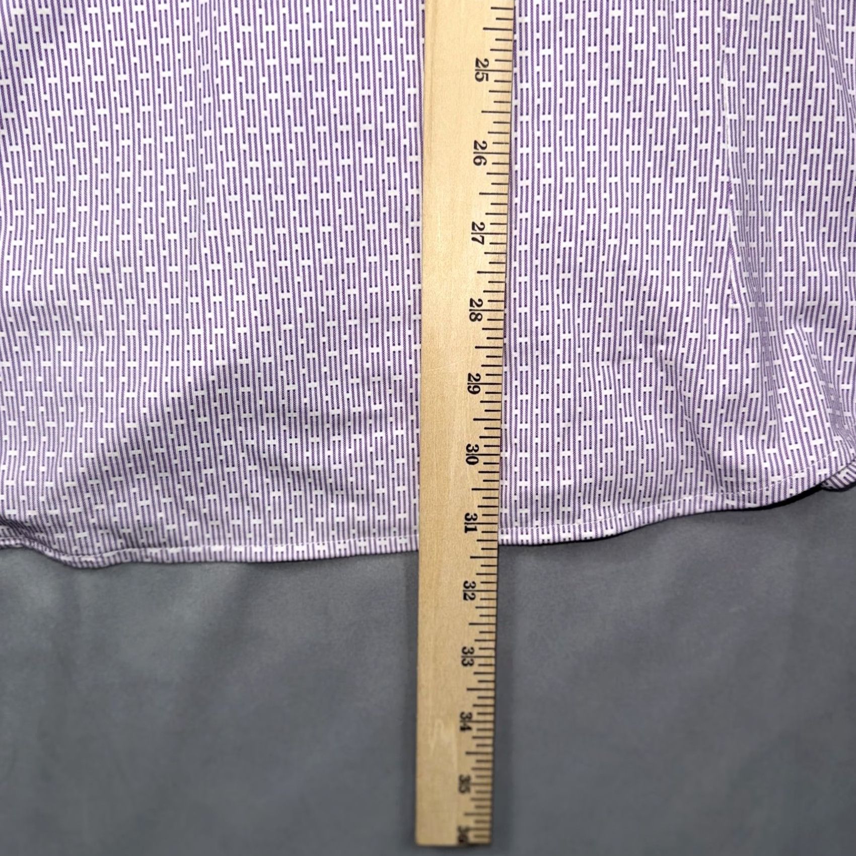 Vintage Buttercloth Shirt Mens 2XL Purple Geometric Slim Fit Stretch Dress Long Sleeve Size 48R - 8 Thumbnail