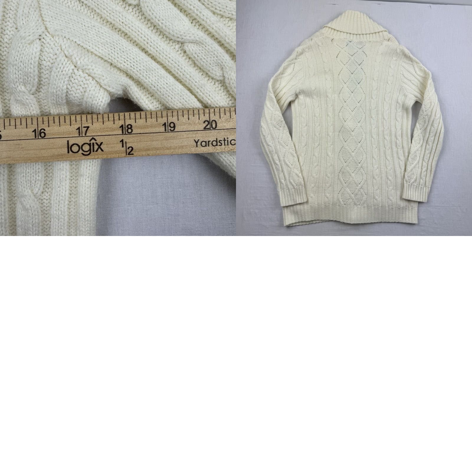 Vogue Vintage British Vogue Wintuk Sweater Adult Medium Ivory Knit 70s 80s Cardigan Size M / US 6-8 / IT 42-44 - 8 Thumbnail
