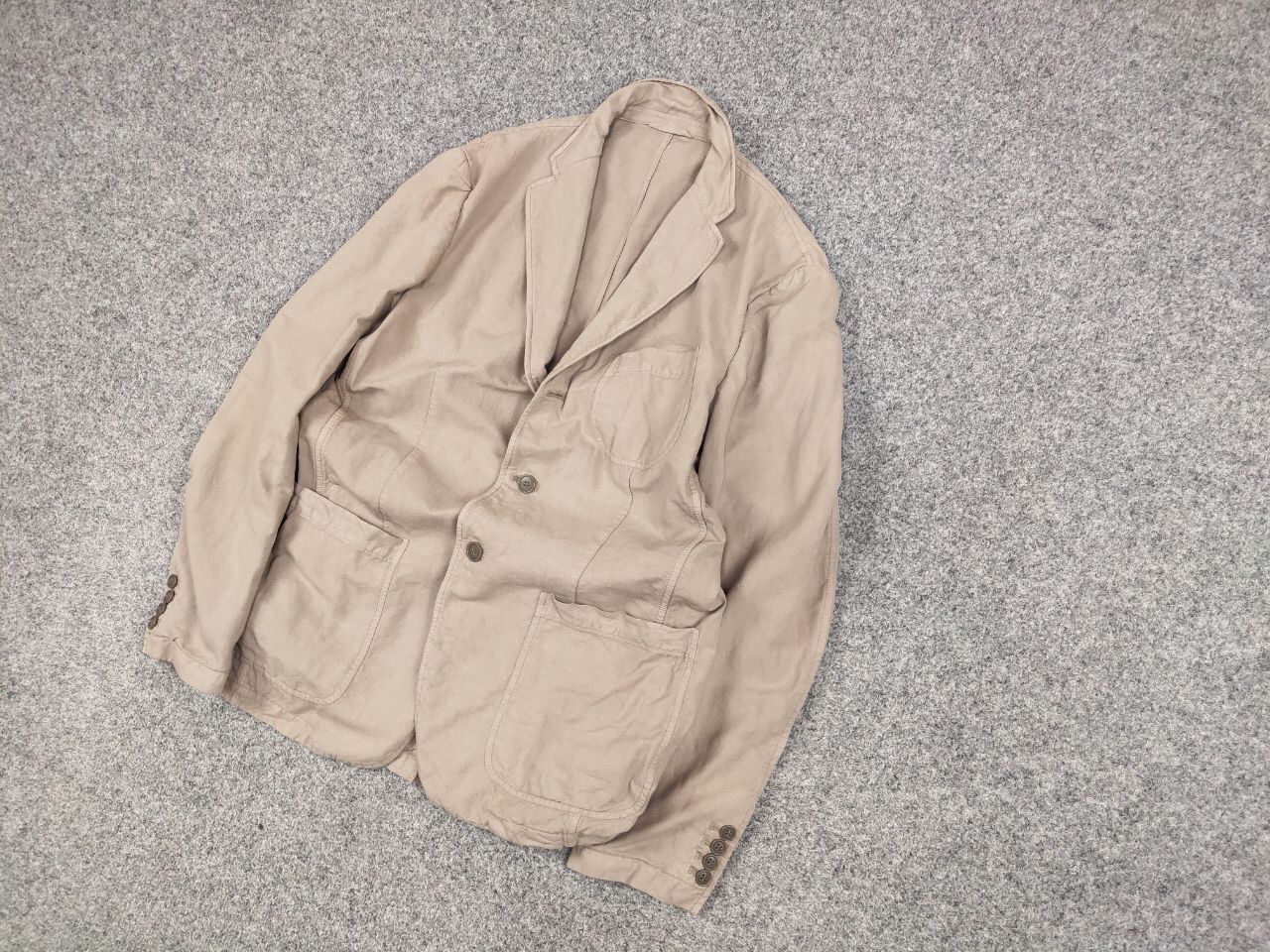 Faconnable Faconnable Cotton x Linen Beige Blazer Pocket Jacket Size US L / EU 52-54 / 3 - 3 Thumbnail