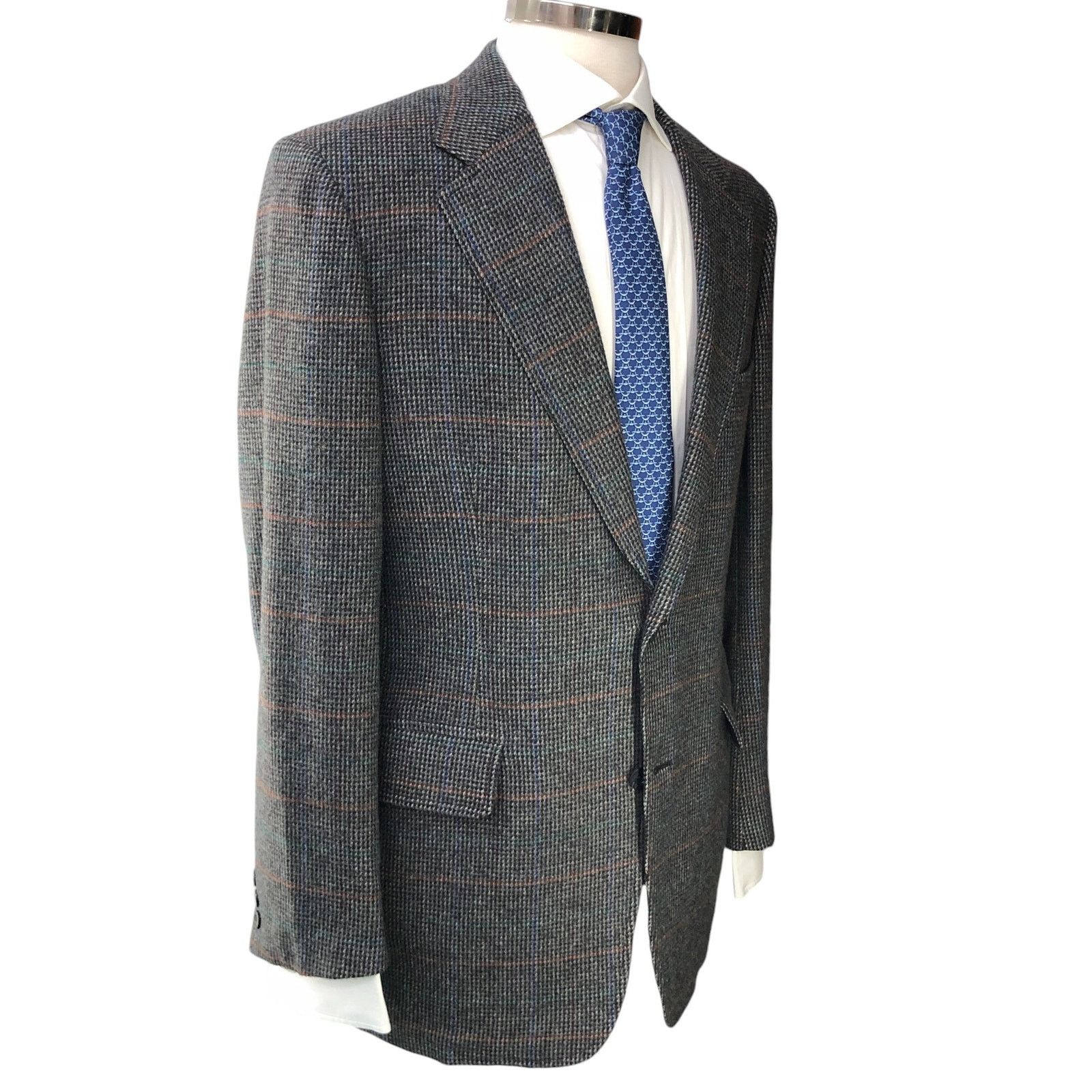Other Bespoke Mens Size 40L Sport Coat Cashmere Windowpane Vintage Size 40L - 11 Thumbnail