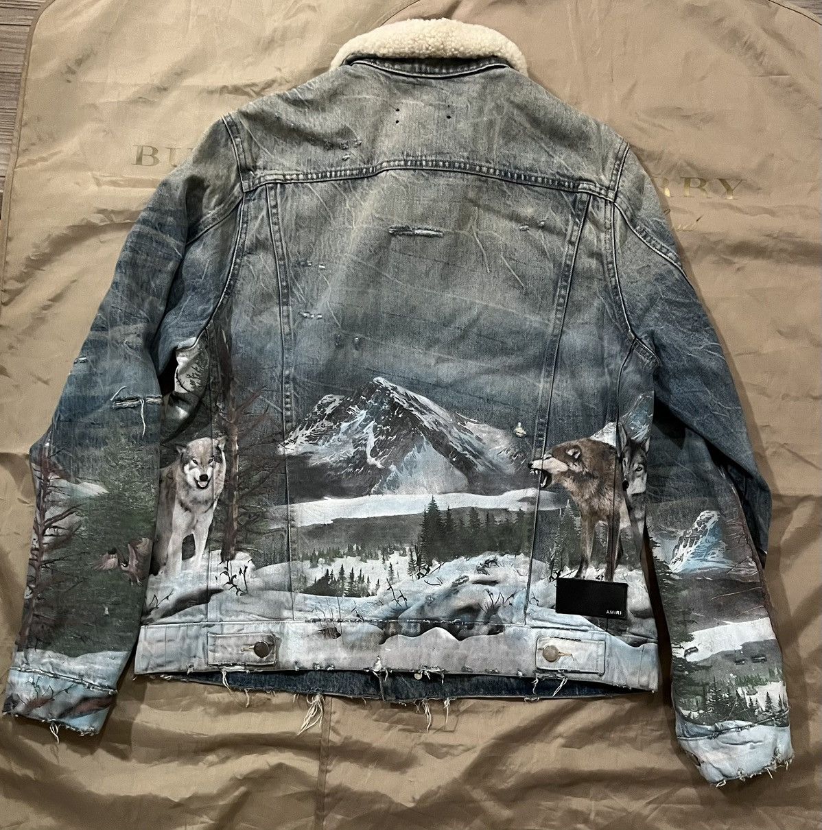 Amiri AMIRI Shearling Airbrush Trucker Jacket size XXL Size US XXL / EU 58 / 5 - 10 Thumbnail