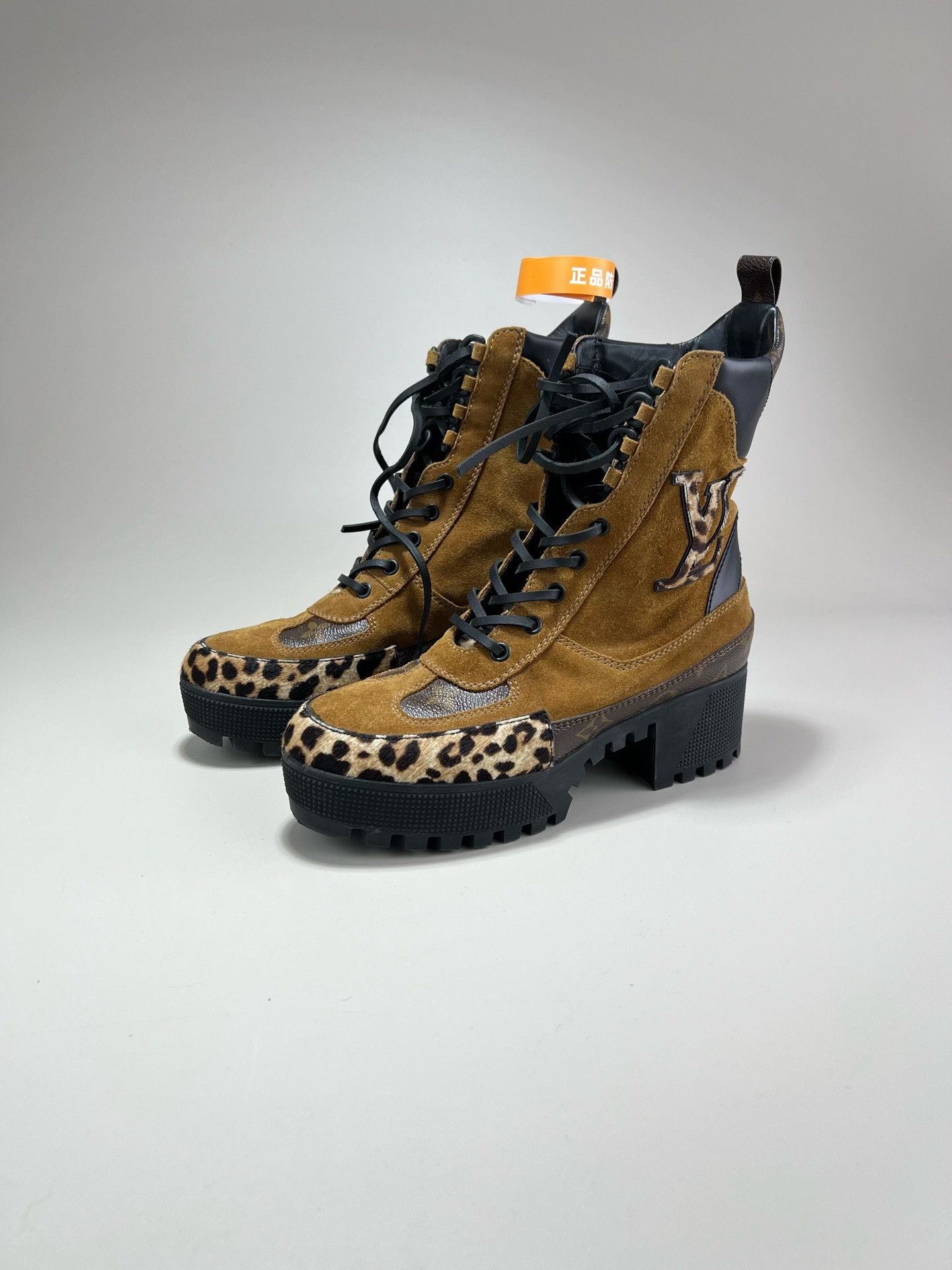 Louis Vuitton Louis Vuitton Brown Suede Leopard Martin Boots Size US 6.5 / IT 36.5 - 1 Thumbnail
