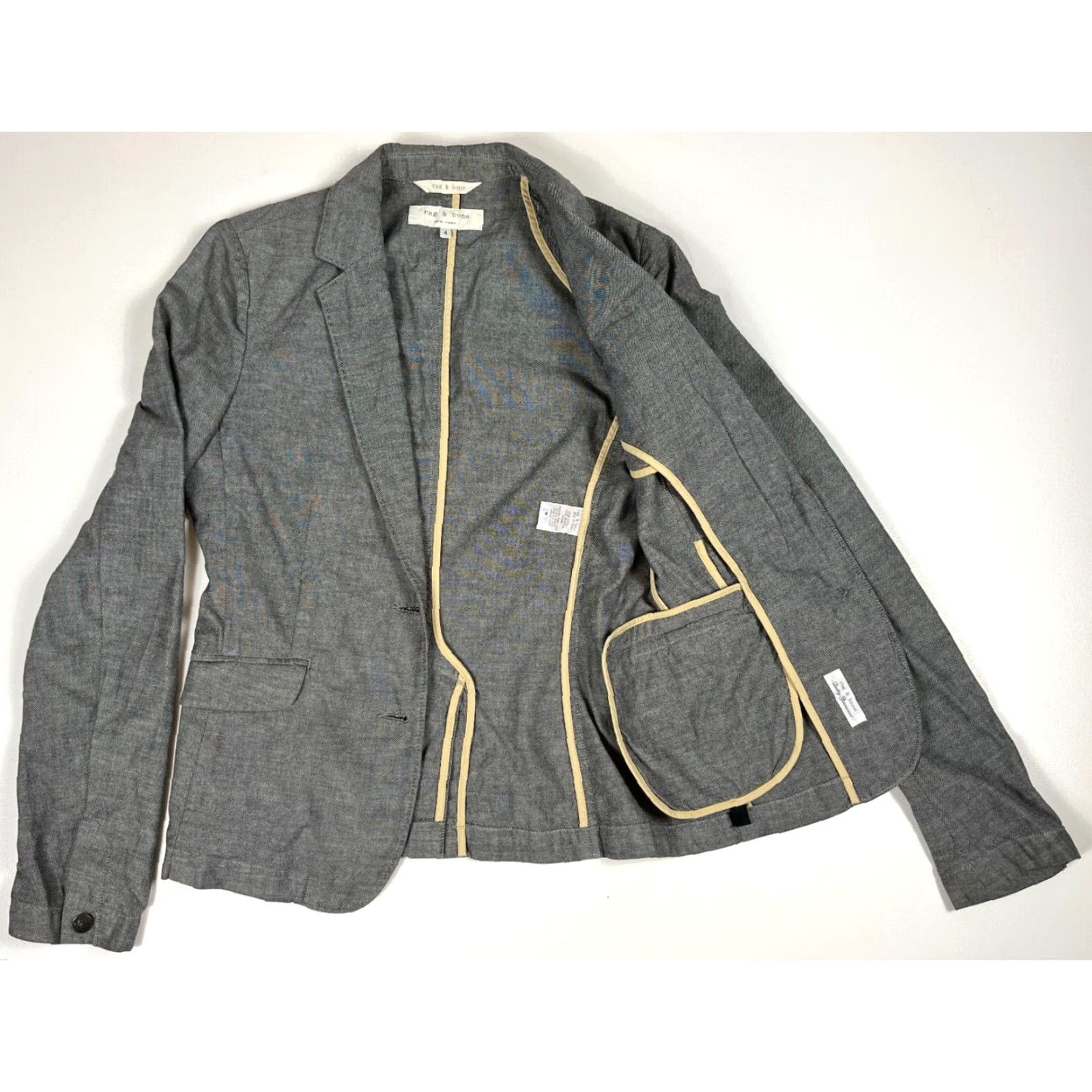Rag & Bone VINTAGE Rag & Bone Blazer Jacket Womens Made in USA Gray Size 4 City Classic Designer 90s 00s Pockets Lightweight Button Closure Mid-Length Size S / US 4 / IT 40 - 2 Thumbnail