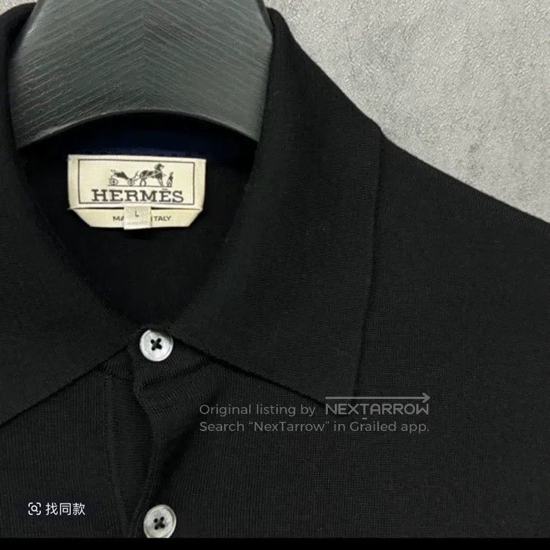 Hermes Hermes Black Knit Polo Long Sleeve Size US L / EU 52-54 / 3 - 3 Thumbnail