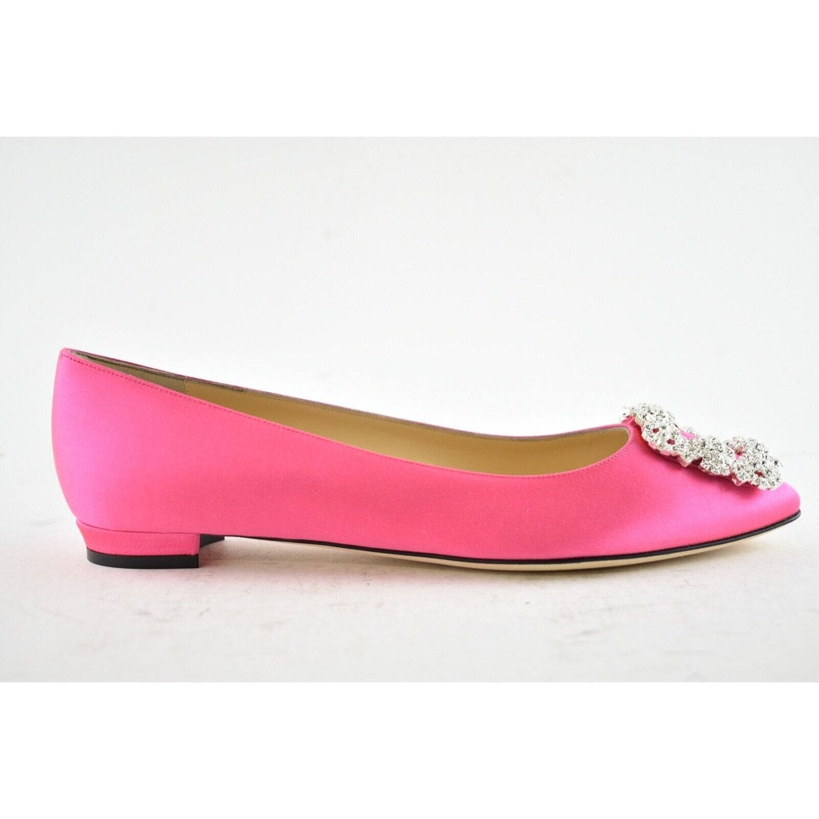 Manolo Blahnik Hangisi Satin Silver Jewel Buckle Ballerina Ballet Flat 36 Size US 6 / IT 36 - 3 Thumbnail