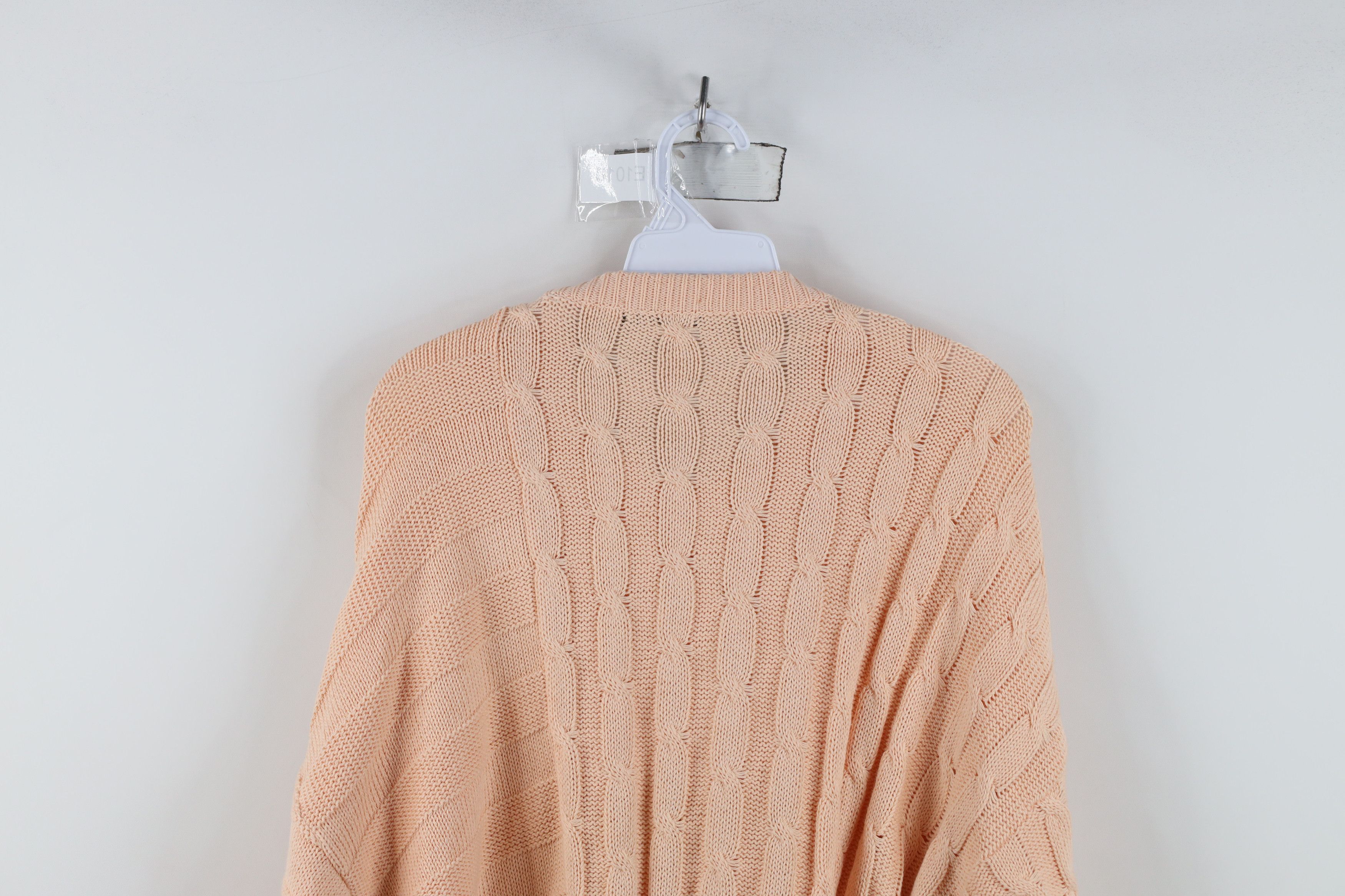 Vintage Vintage 90s Streetwear Cotton Chunky Cable Knit Sweater Pink Size US L / EU 52-54 / 3 - 11 Thumbnail