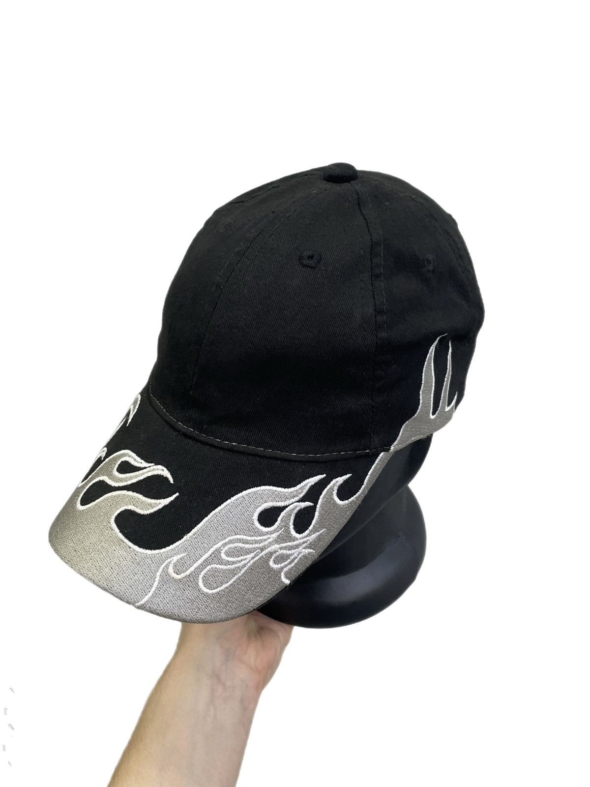 Japanese Brand Vintage black flame embroidered cap Y2K yeezy style Size ONE SIZE - 8 Thumbnail
